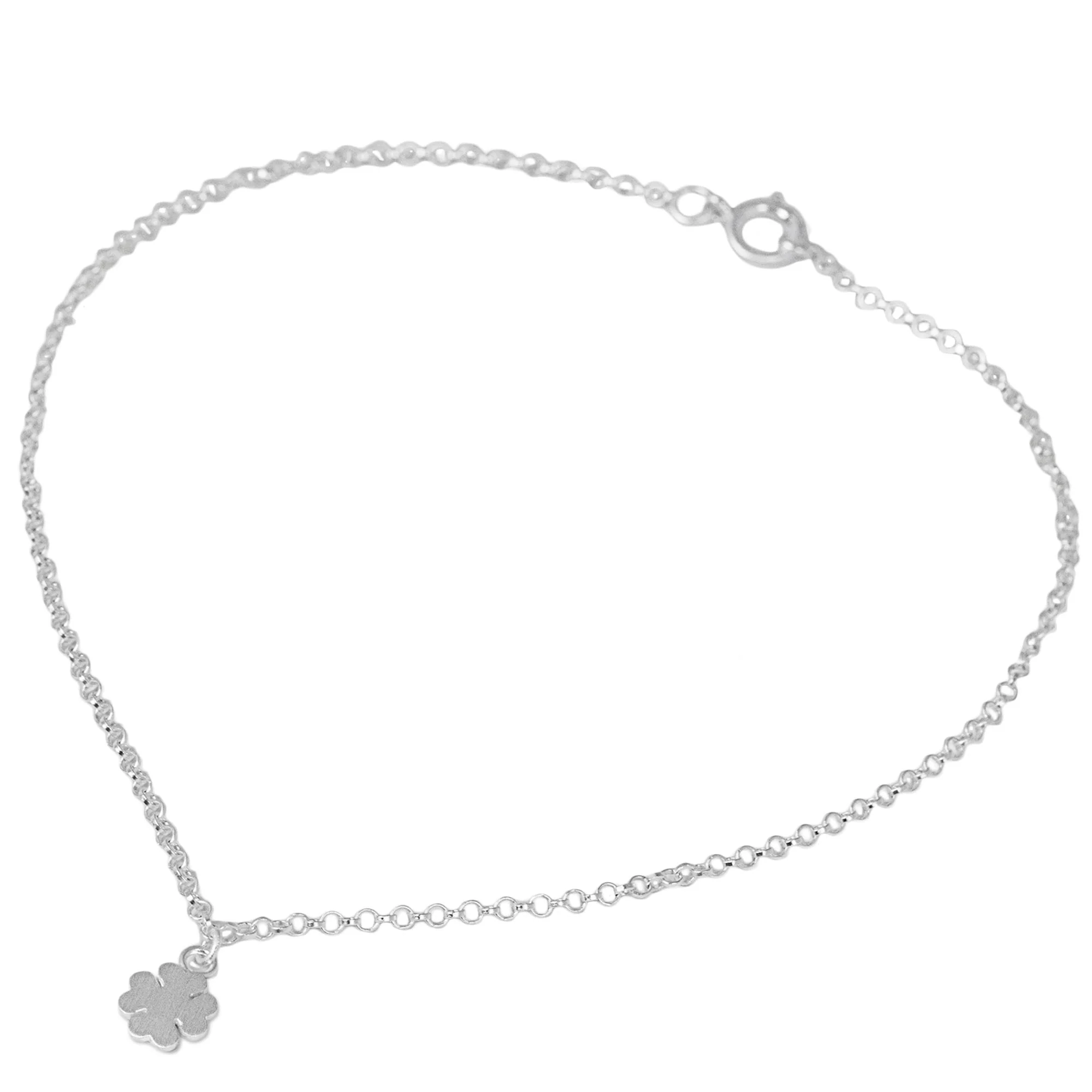 Clover Luck Hand Crafted Sterling Silver Anklet with Clover Pendant - Image 3