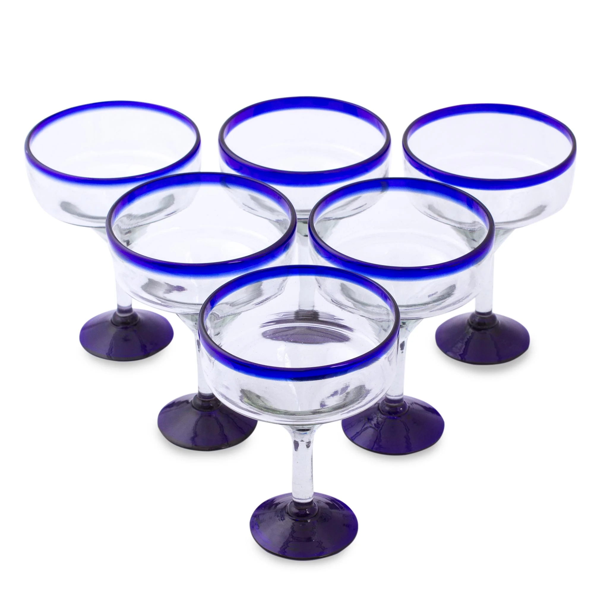 Cobalt Contrasts Eco Friendly Set of Six Hand Blown Margarita Glasses - Image 2