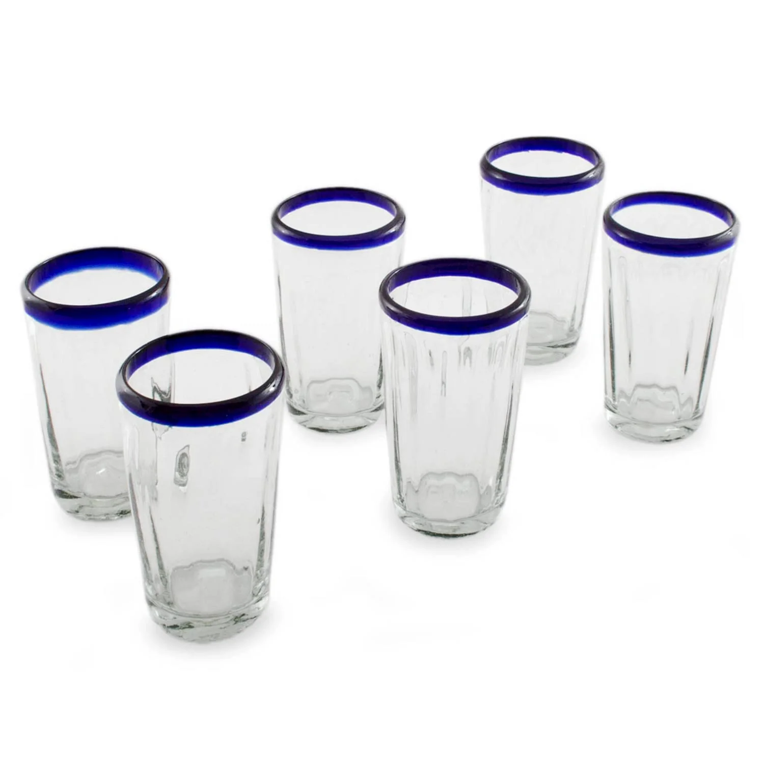Cobalt Groove Handmade Glass Recycled Juice Drinkware (Set of 6) - Image 2