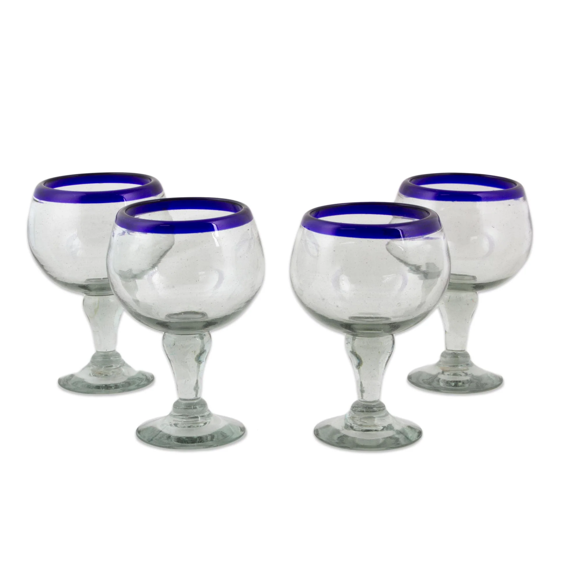 Cobalt Kiss Cobalt Blue Rim Hand Blown 18 oz Wine Glasses (Set of 4) - Image 2