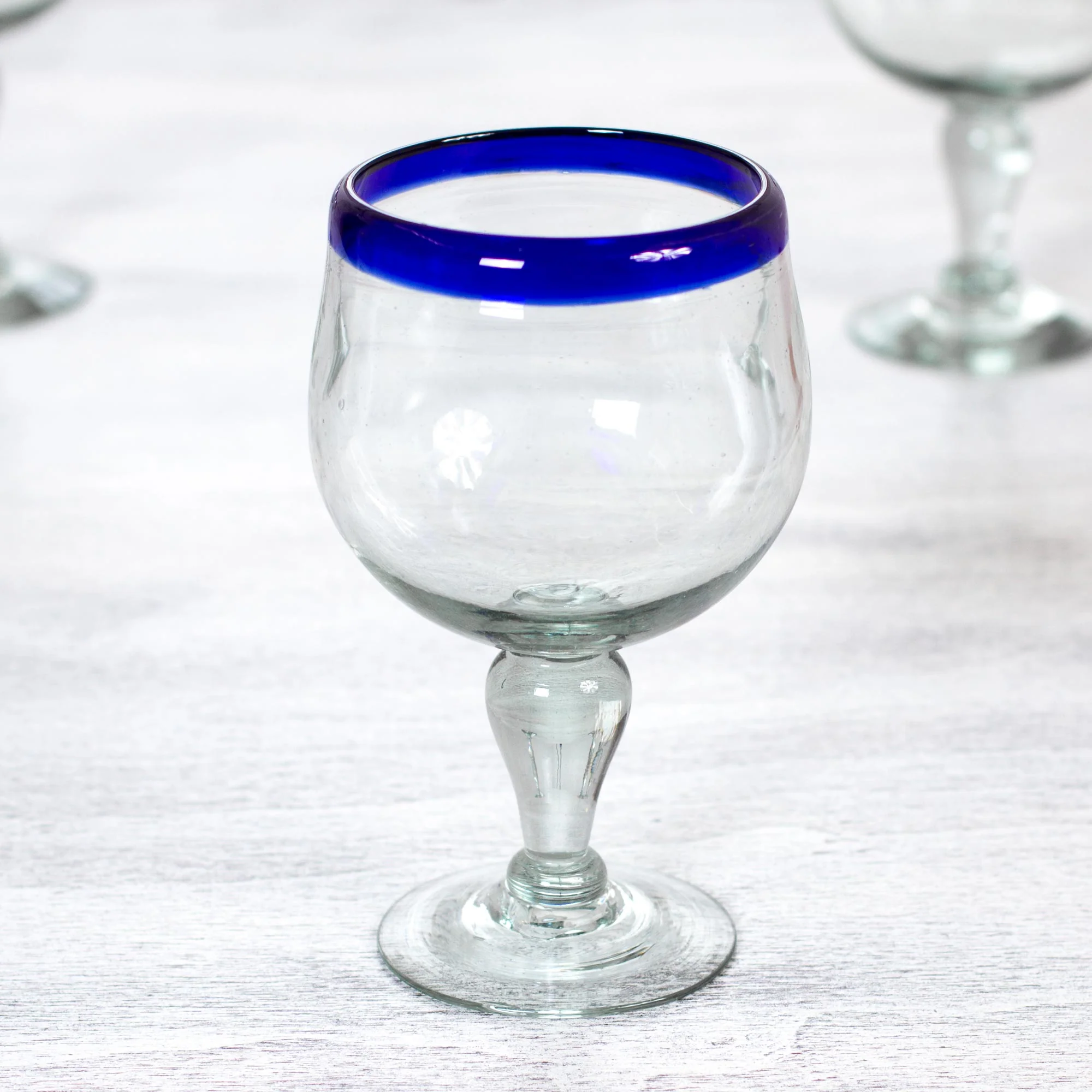 Cobalt Kiss Cobalt Blue Rim Hand Blown 18 oz Wine Glasses (Set of 4) - Image 3