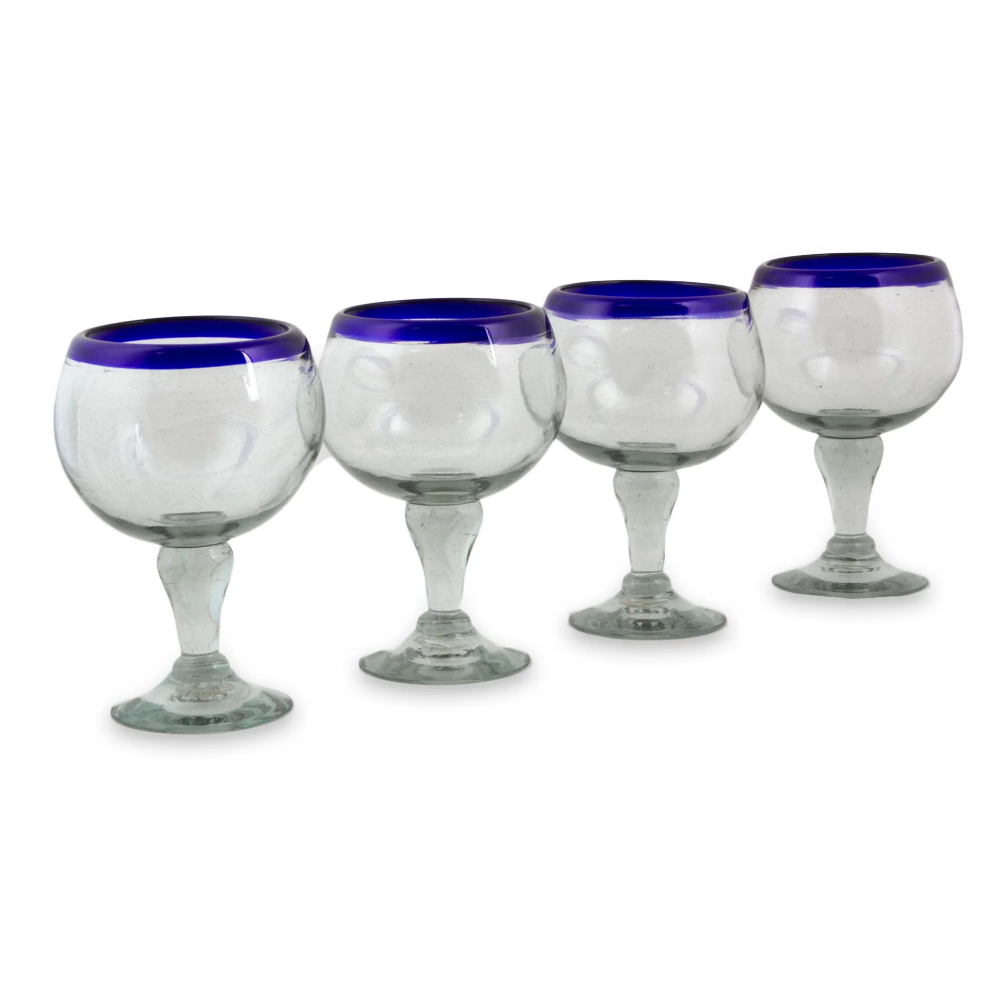 Cobalt Kiss Cobalt Blue Rim Hand Blown 18 oz Wine Glasses (Set of 4) - Image 4