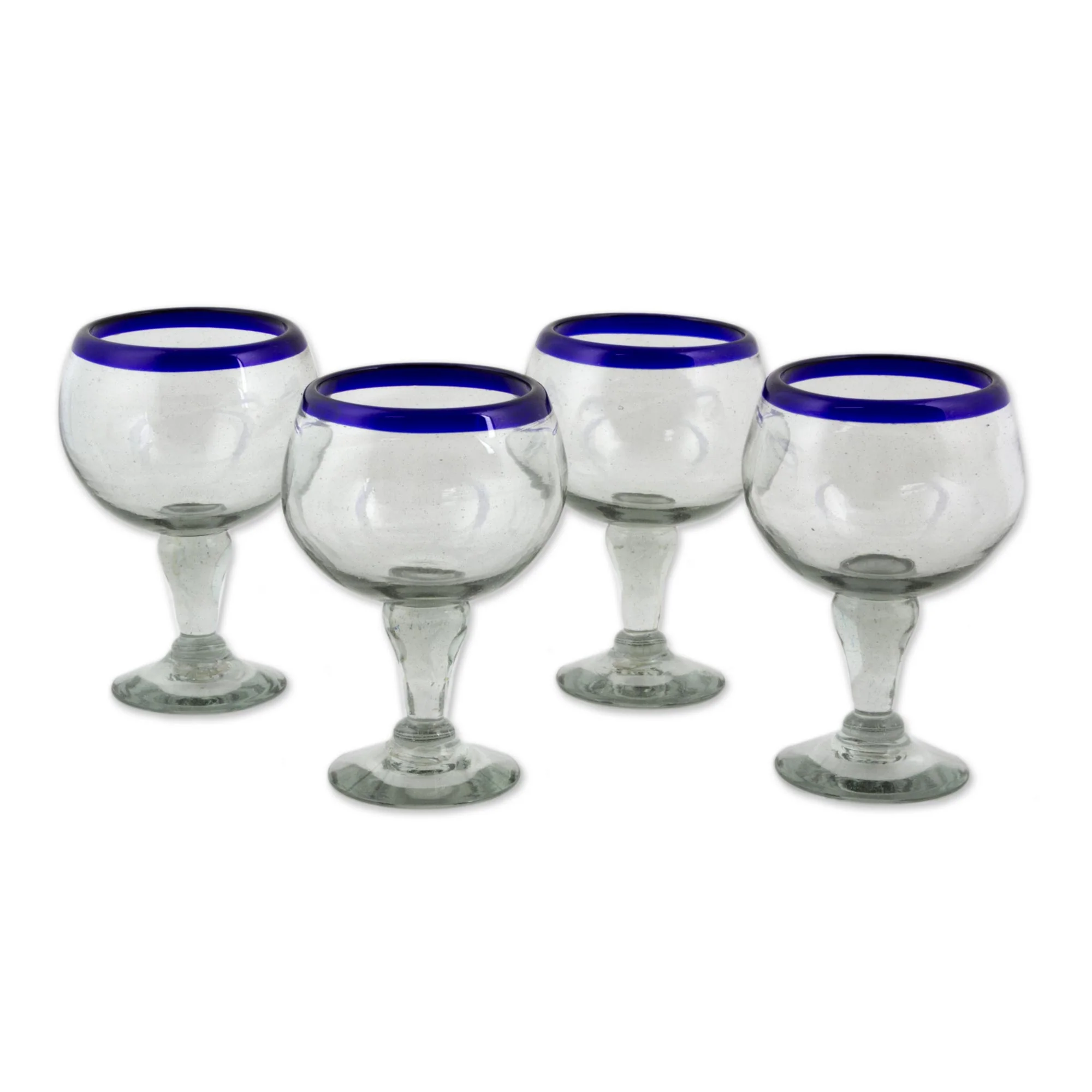 Cobalt Kiss Cobalt Blue Rim Hand Blown 18 oz Wine Glasses (Set of 4) - Image 5