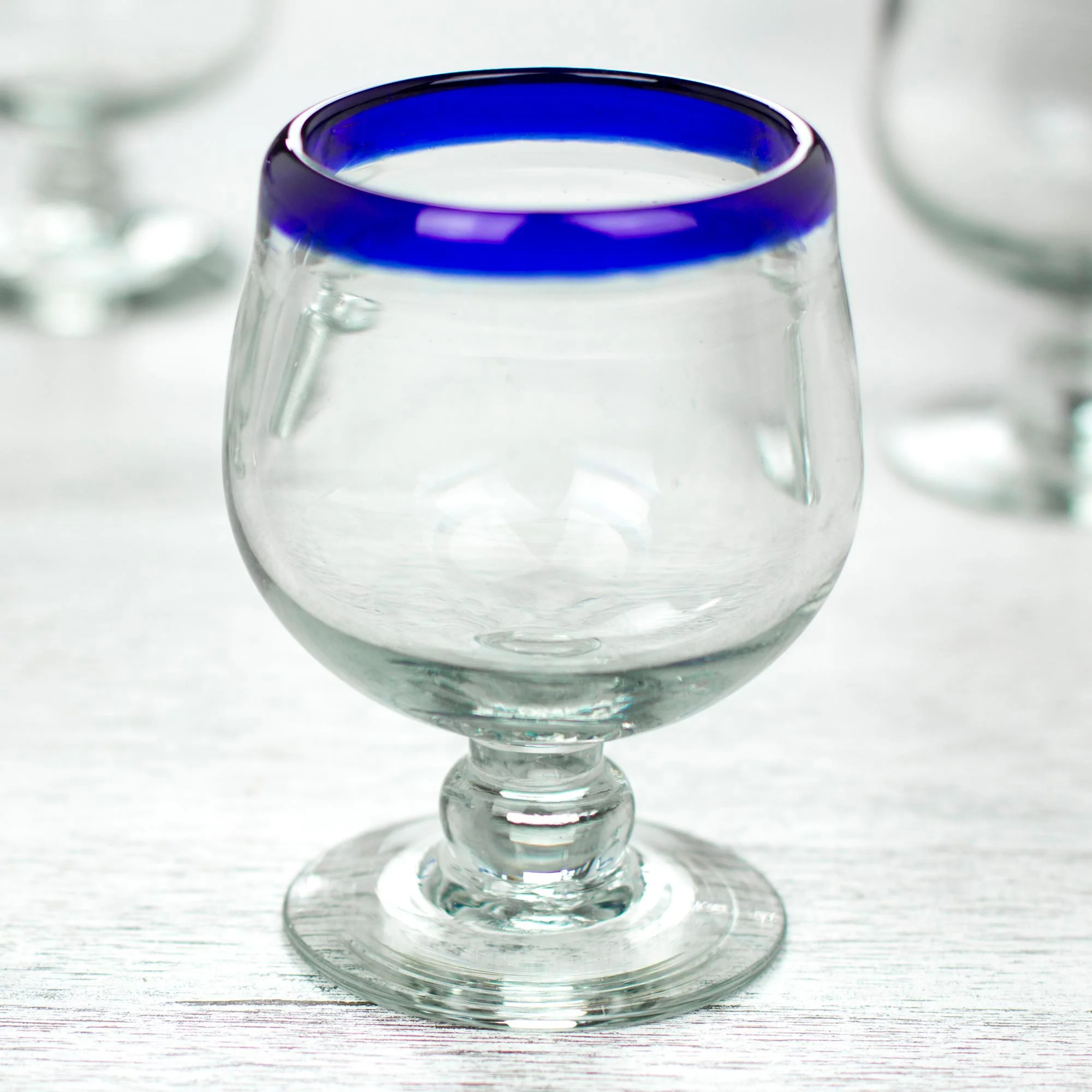 Cobalt Kiss Cobalt Blue Rim Hand Blown 6 oz Tequila Glasses (Set of 6) - Image 3
