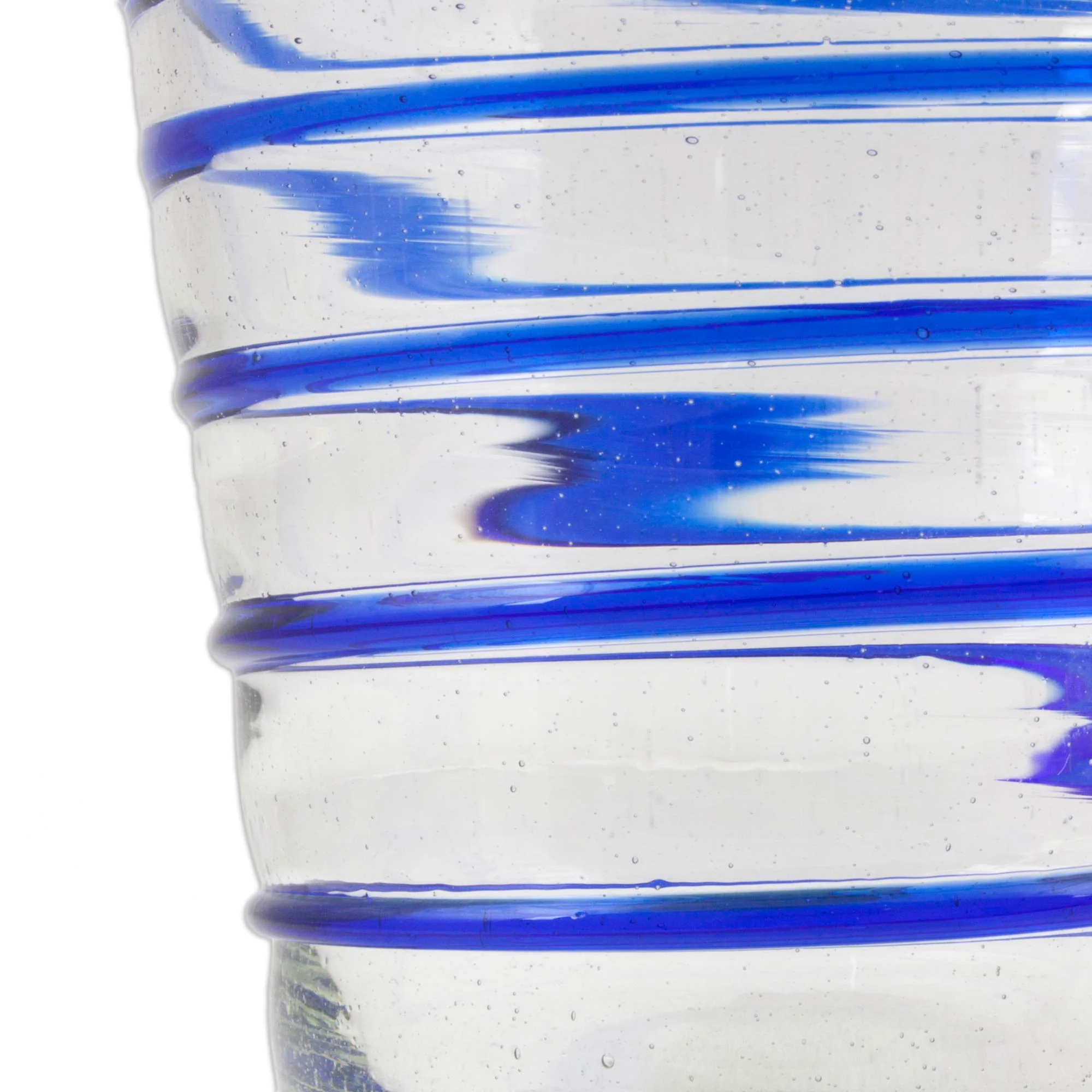 Cobalt Spirals Handblown Recycled Glass Six Striped Blue Wine Glasses - Image 5