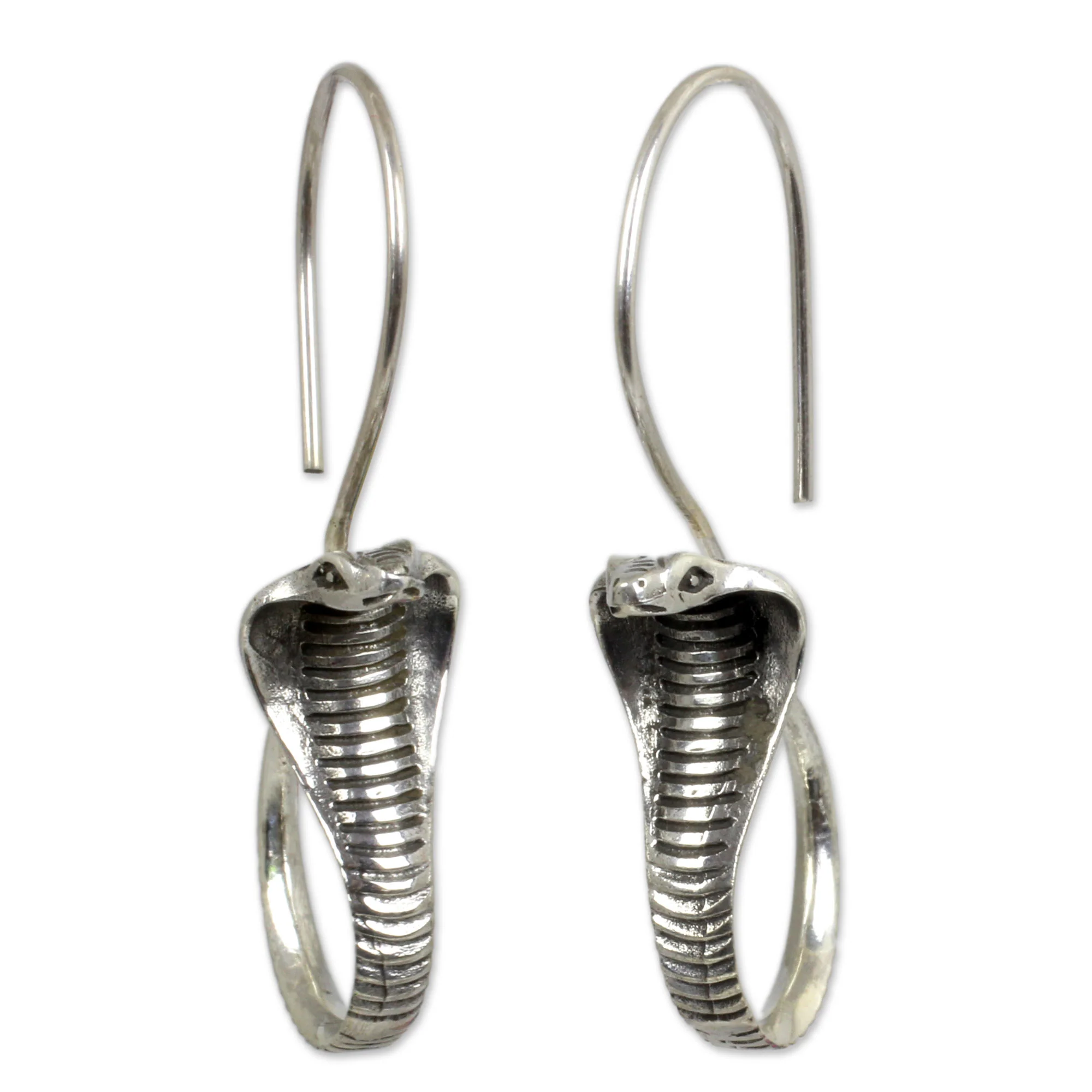 Cobra Guardian Sterling Silver Drop Earrings - Image 2
