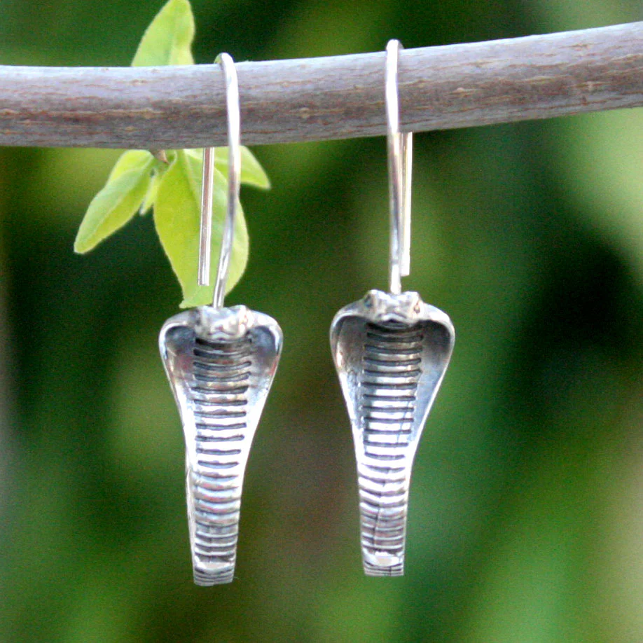 Cobra Guardian Sterling Silver Drop Earrings - Image 3
