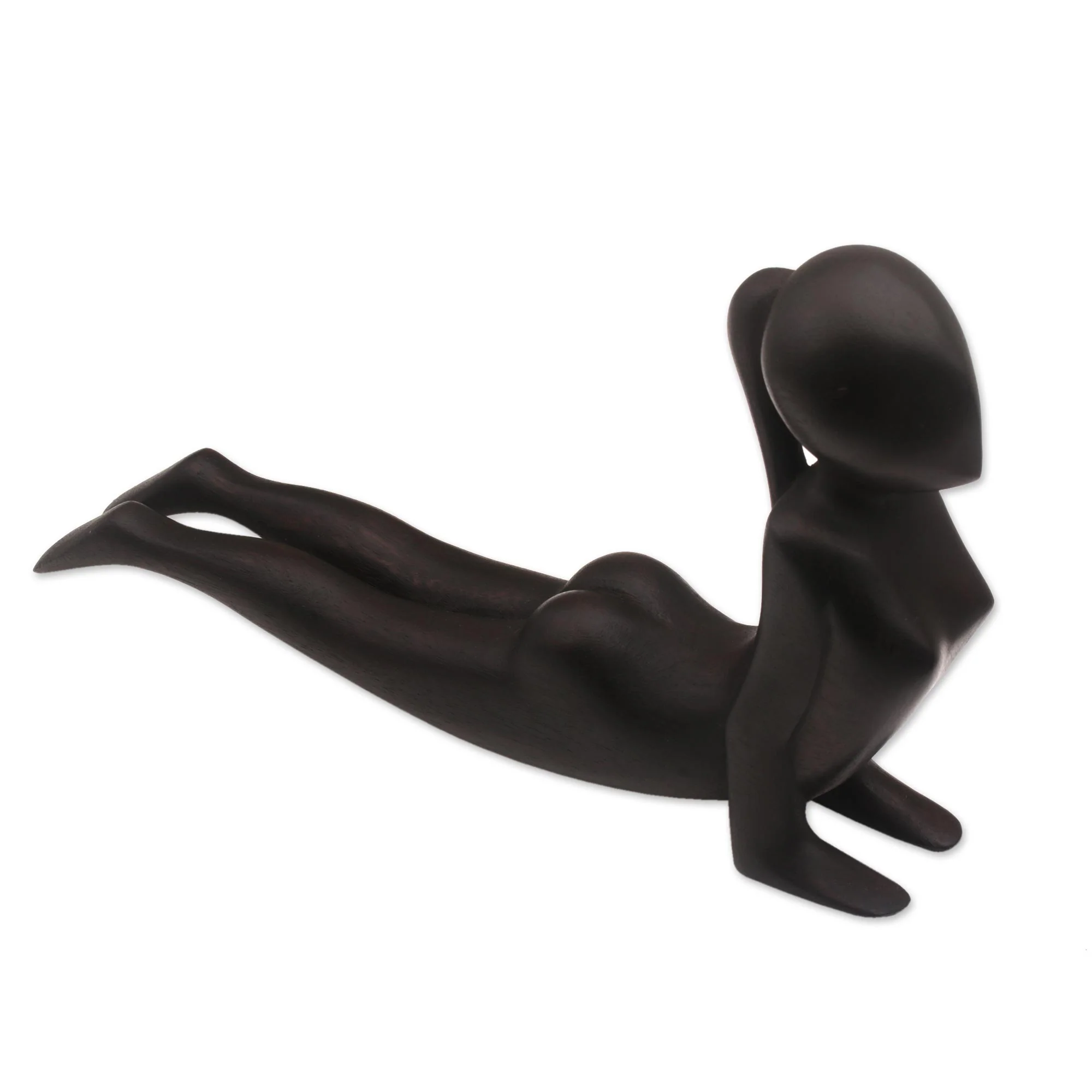 Cobra Yoga Signed Wood Statuette of Yoga Cobra Pose in Black - Image 2
