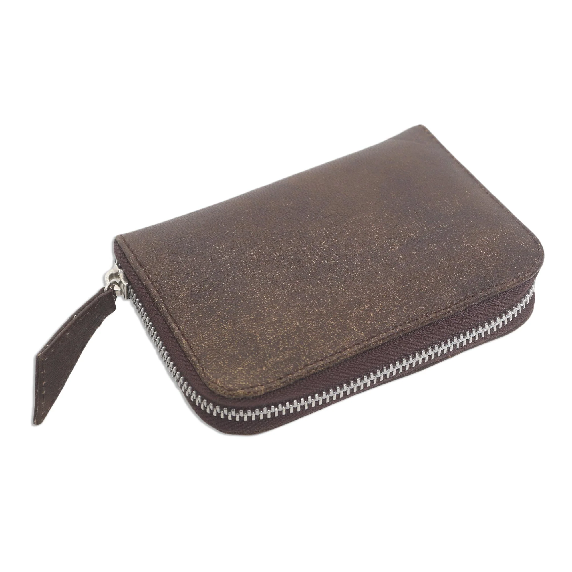 Coffee Simplicity Distressed Brown Leather Wallet from Bali - Image 5
