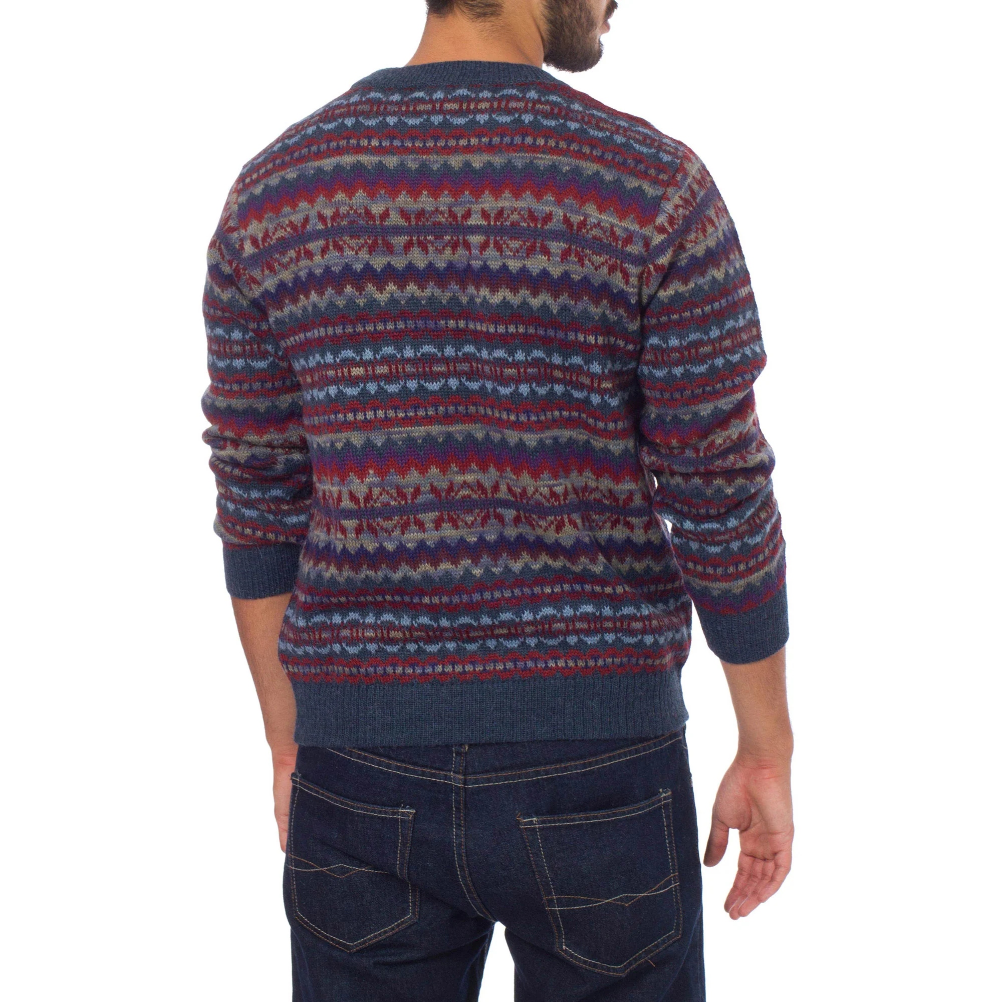 Colca Blue Men's 100% Alpaca Sweater - Image 4