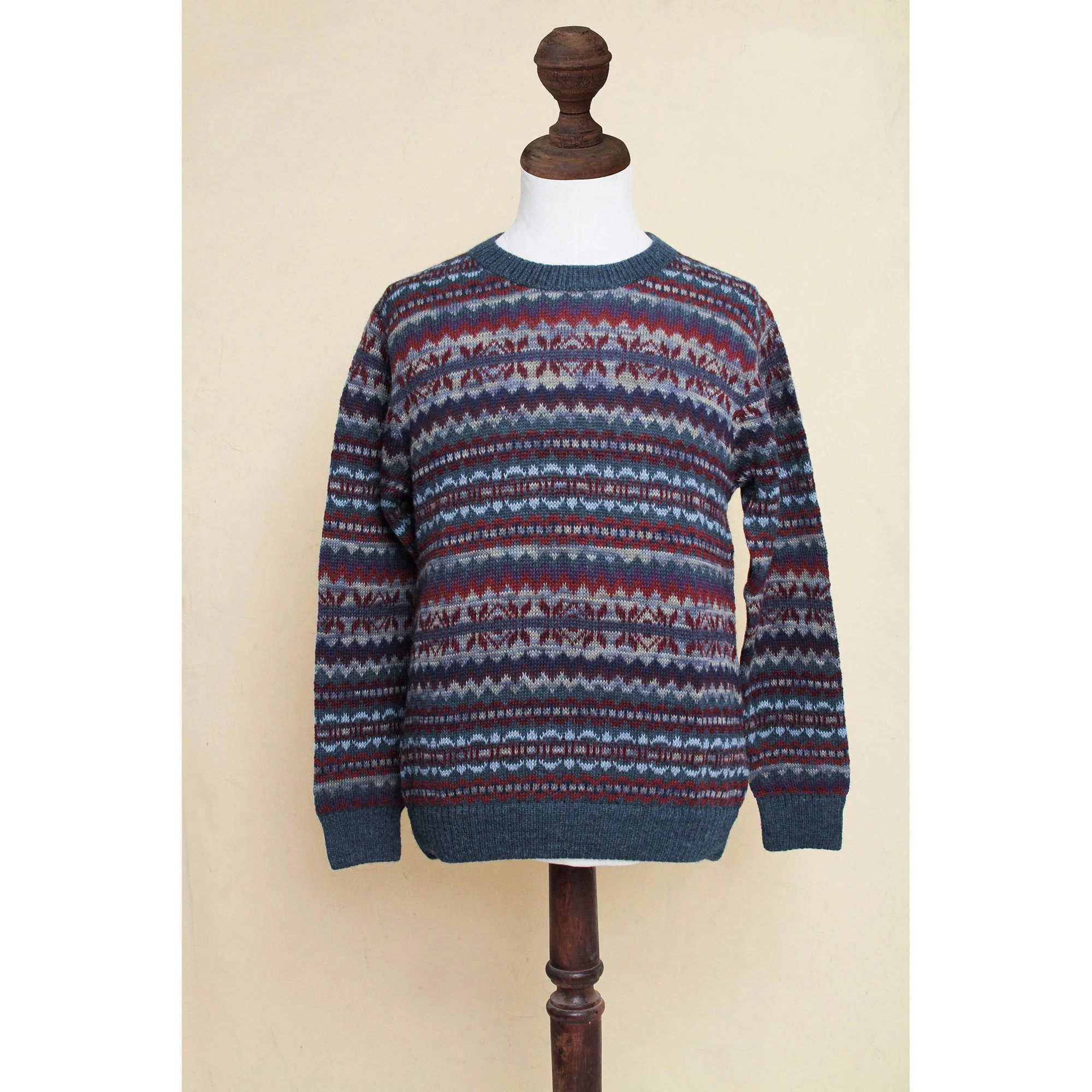 Colca Blue Men's 100% Alpaca Sweater - Image 5