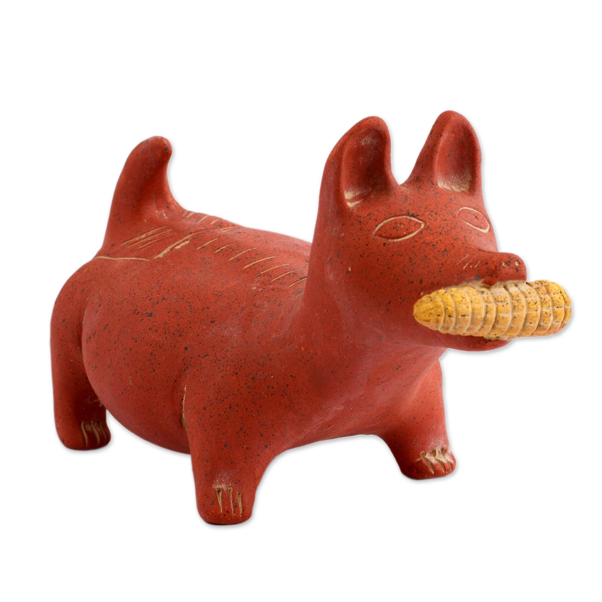 Colima Dog Handcrafted Mexican Archaeological Ceramic Red Dog Sculpture - Image 2