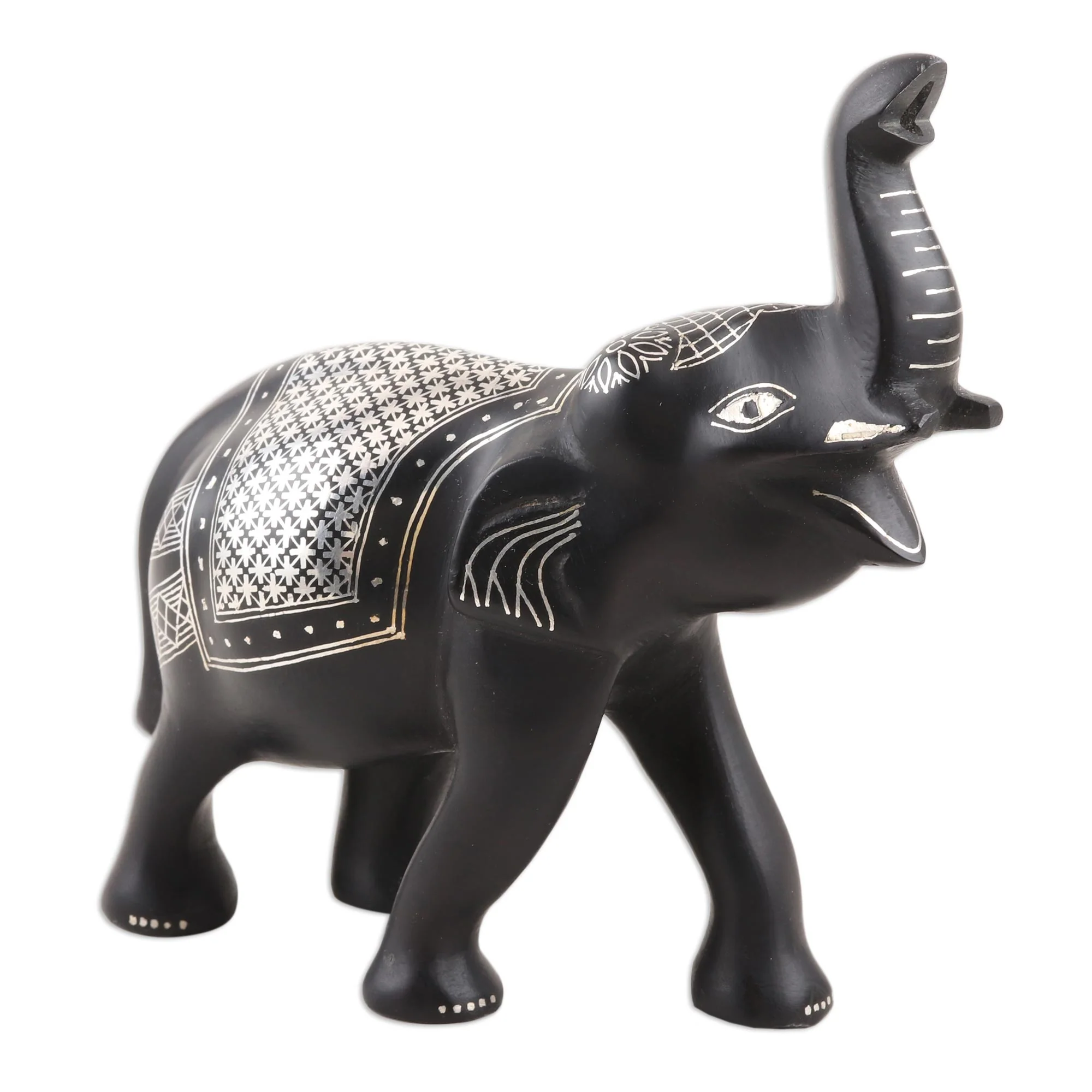 Colonel Elephant Traditional Indian Silver Inlay Bidriware Elephant Figurine - Image 4