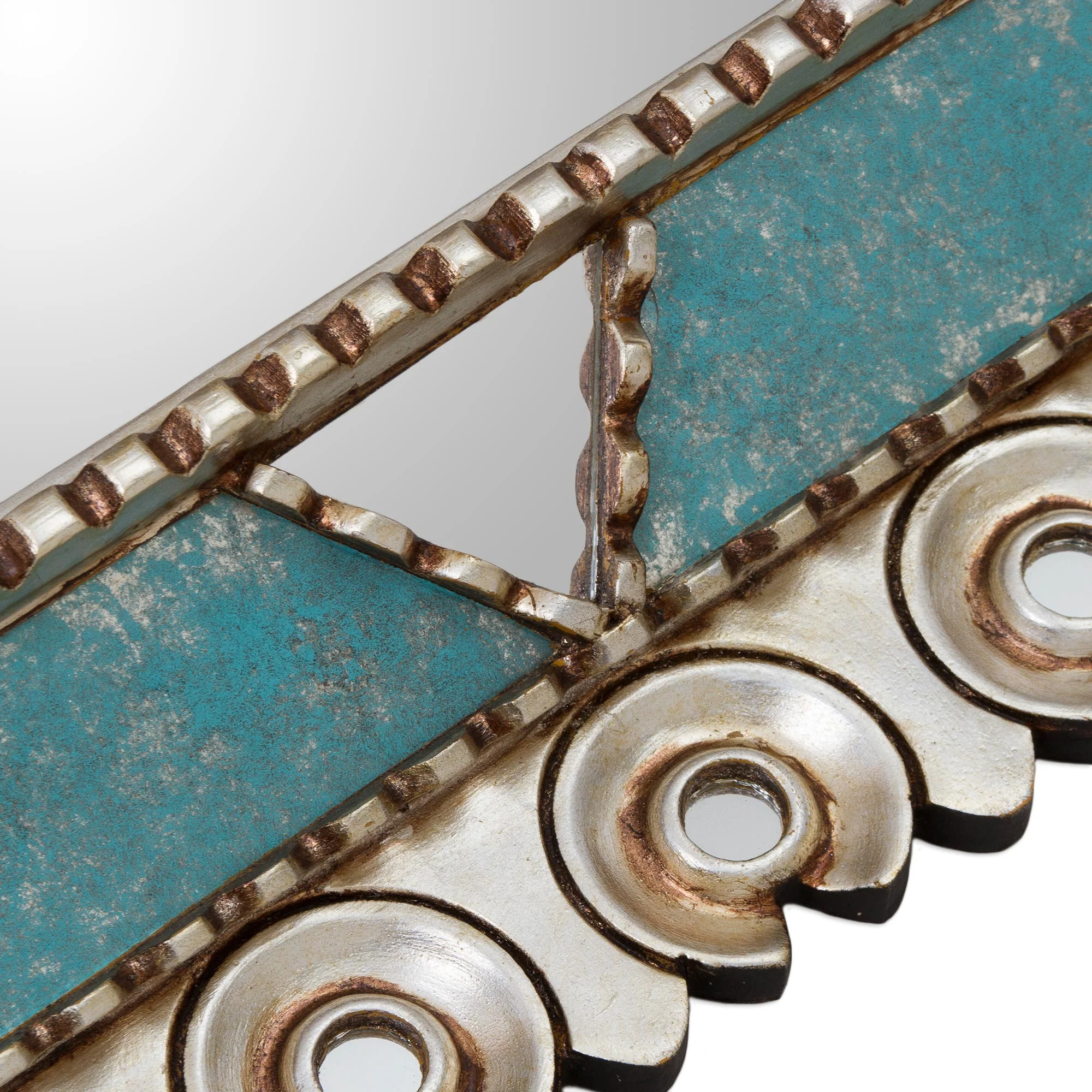 Colonial Trance Square Silver Gilded Wood Wall Mirror from Peru - Image 5