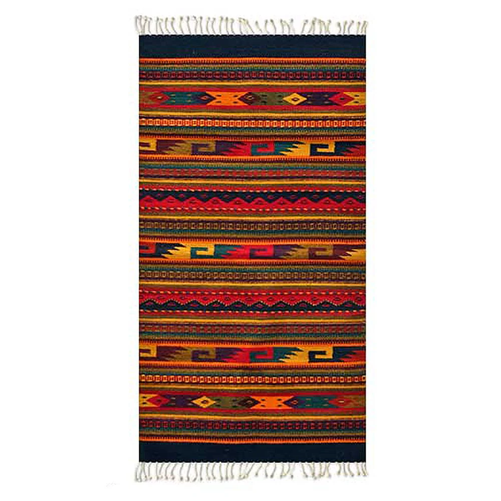 Color Fiesta Handmade Zapotec Wool Area Rug (2.5x5) - Image 2