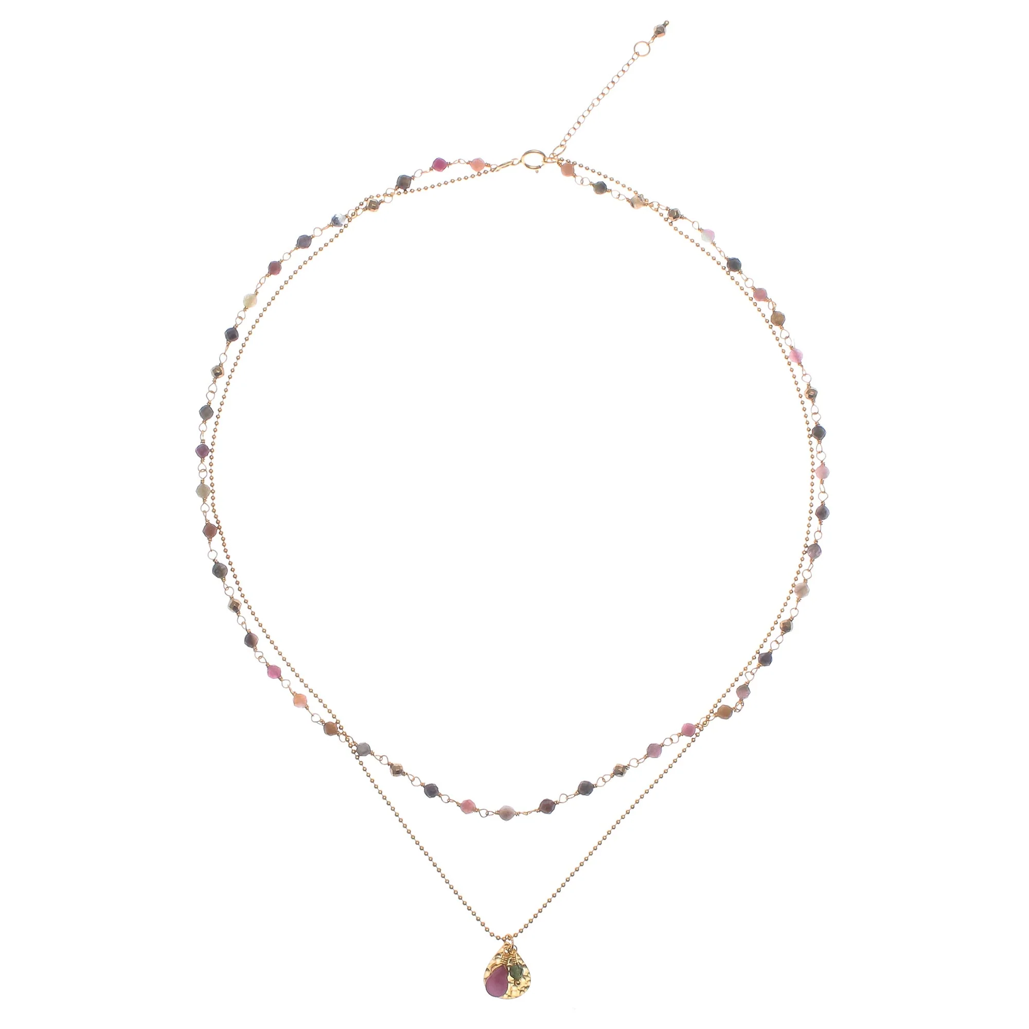 Color of Nature Gold Plated Tourmaline and Hematite Necklace - Image 2