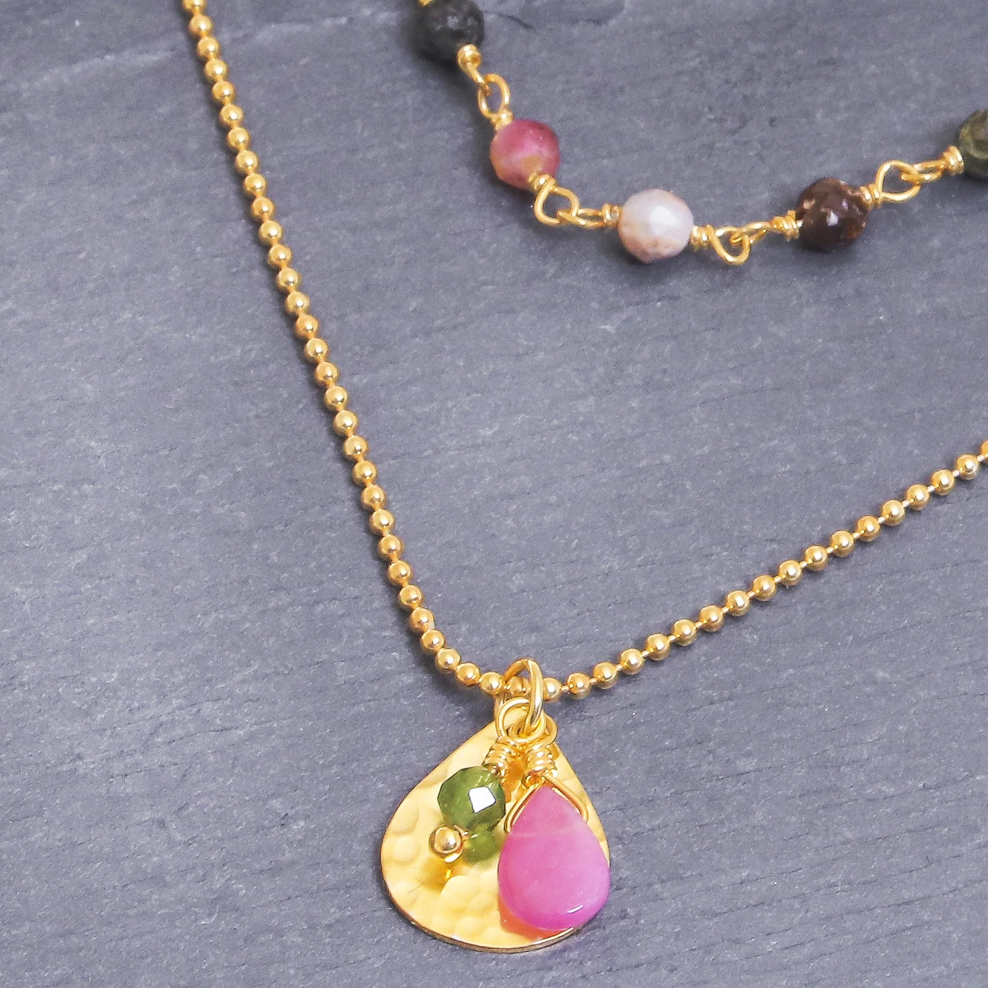 Color of Nature Gold Plated Tourmaline and Hematite Necklace - Image 3