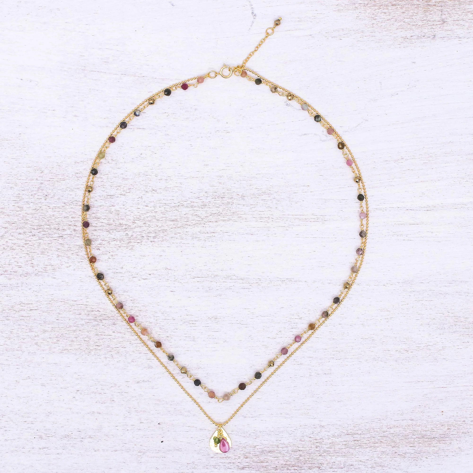 Color of Nature Gold Plated Tourmaline and Hematite Necklace - Image 4