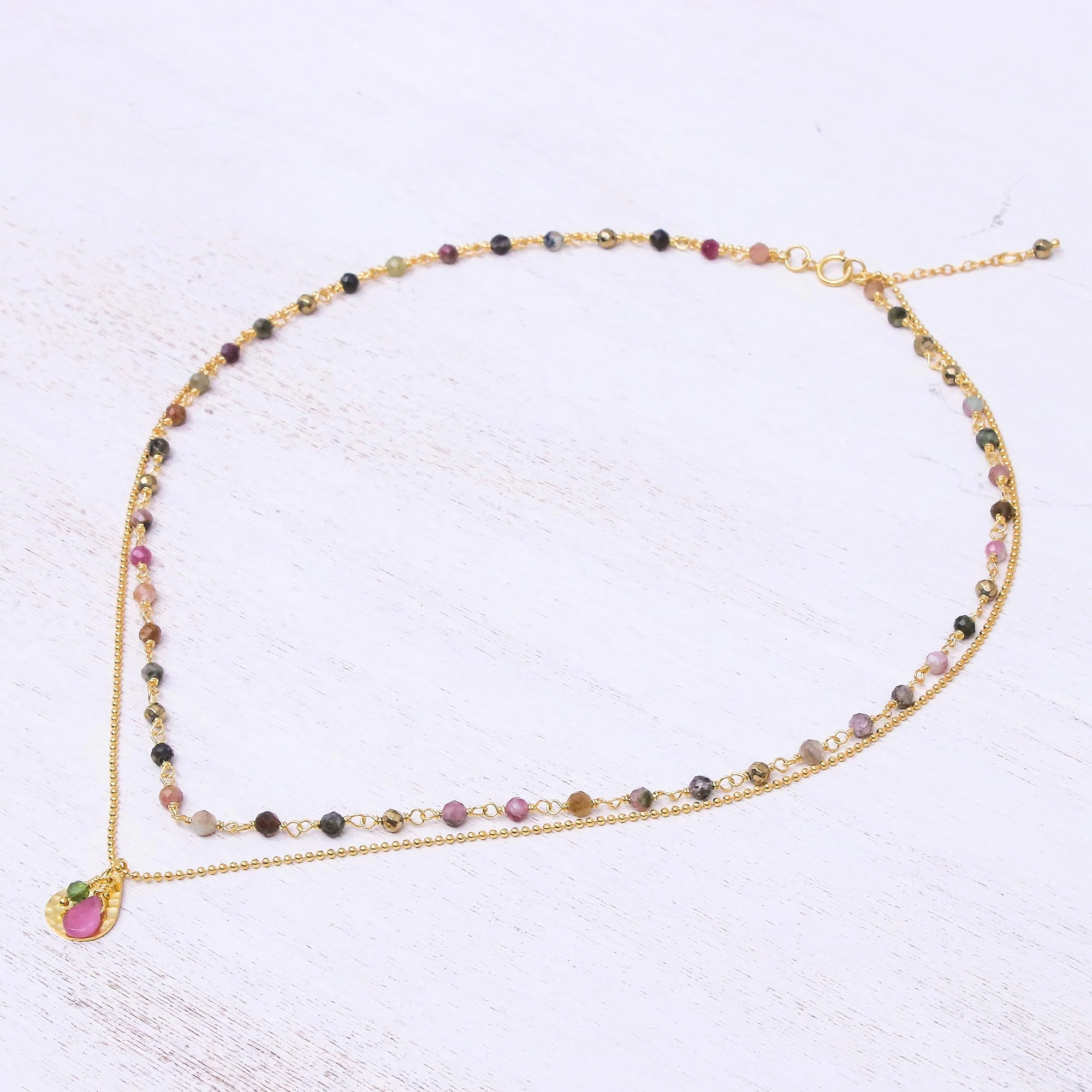 Color of Nature Gold Plated Tourmaline and Hematite Necklace - Image 5