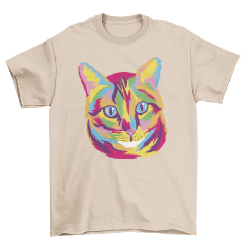 Colorful Cat Animal Face T-Shirt - Image 5