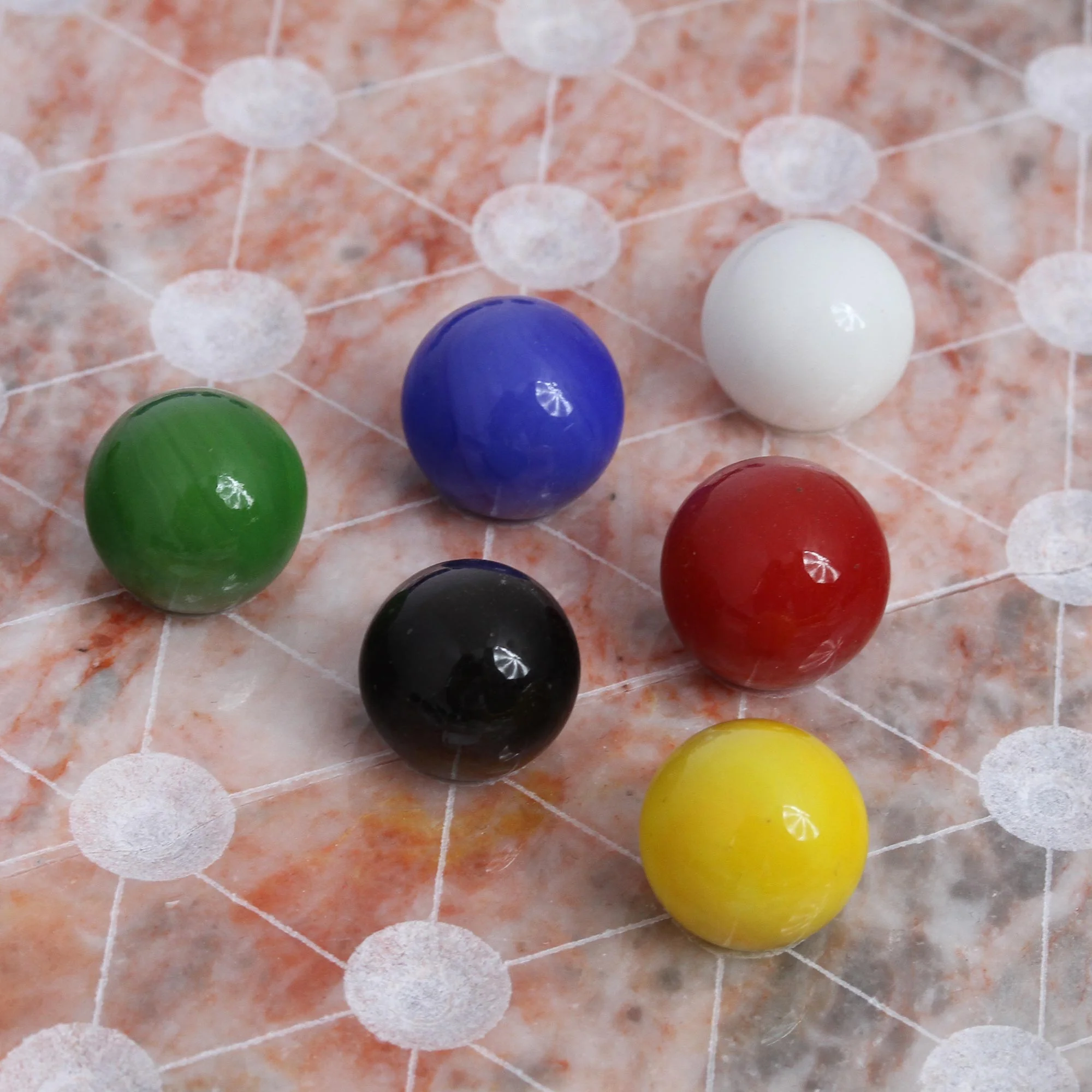 Colorful Contrast Hand Crafted Marble Chinese Checker Game Set - Image 5