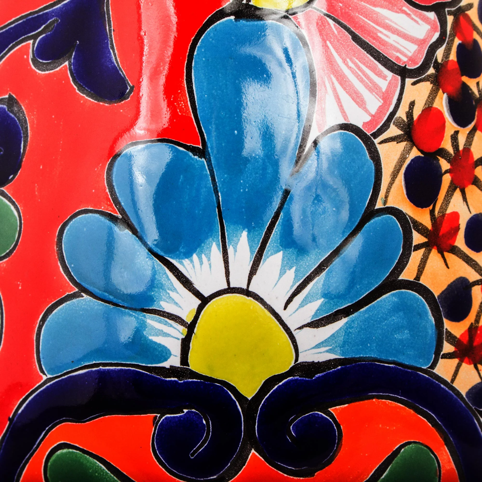 Colorful Curves Curvy Talavera-Style Ceramic Vase Crafted in Mexico - Image 5