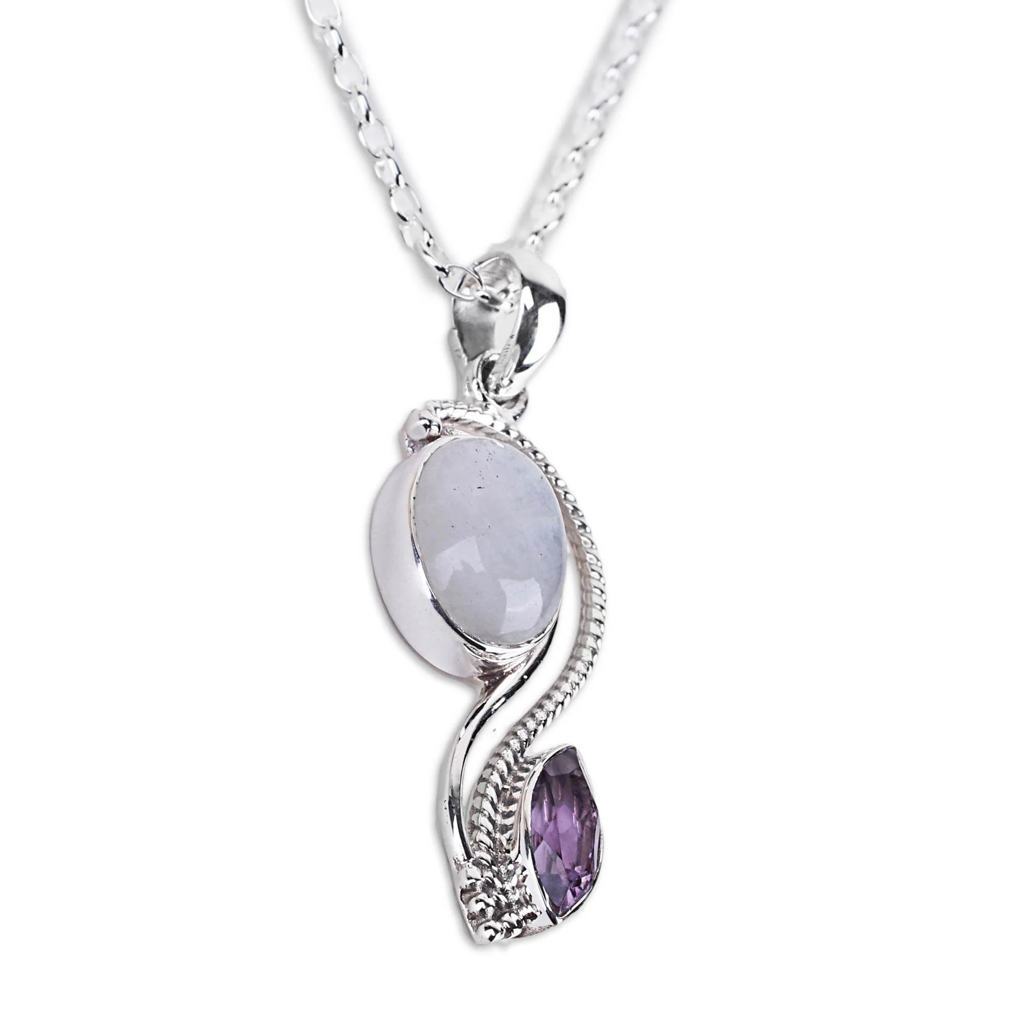 Colorful Multi-Gem Silver Pendant Necklace - Image 4
