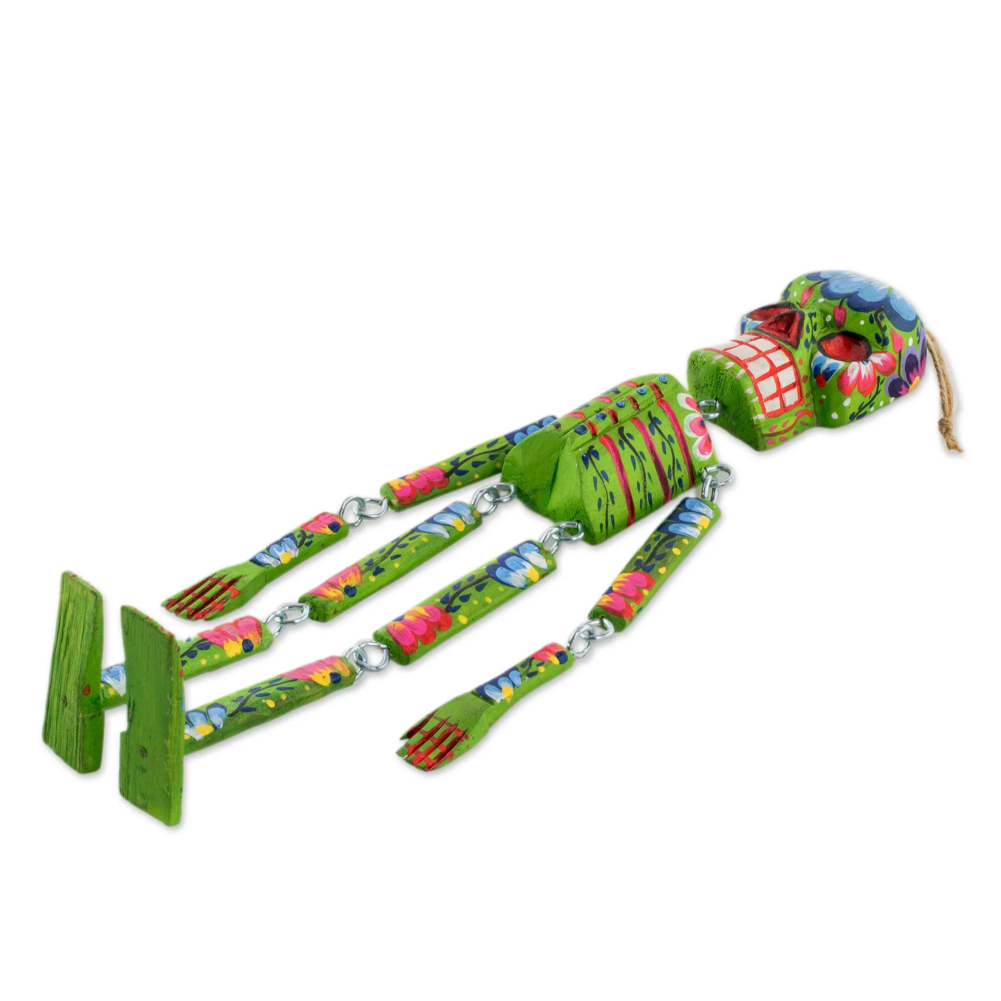 Colorful Tradition in Green Wood Floral Skeleton Wall Ornament in Green (15 in.) - Image 4