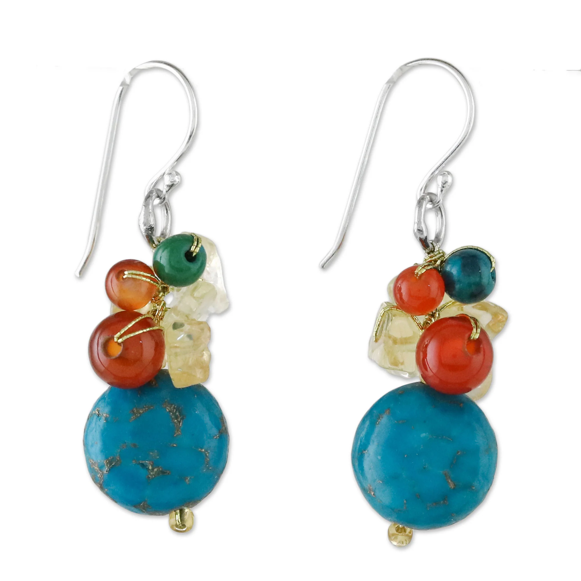 Colorful Wonder Multi-Gemstone & Silver Earrings - Image 2