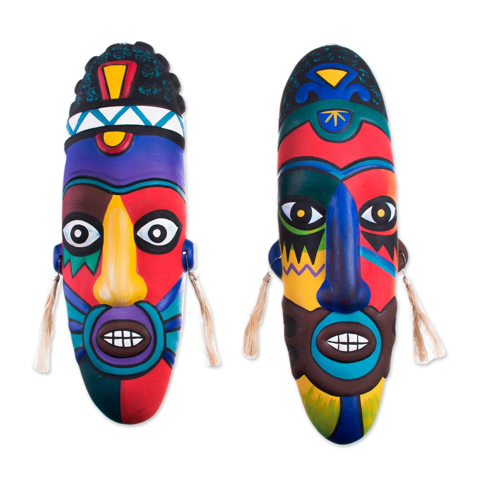 Colors Handcrafted Ceramic Folk Art Mask (Pair) - Image 2