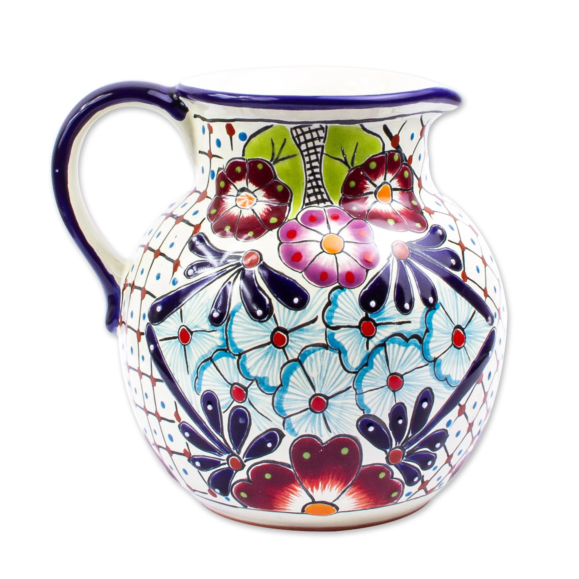 Colors of Mexico Colorful Talavera-style Ceramic Pitcher - Image 4