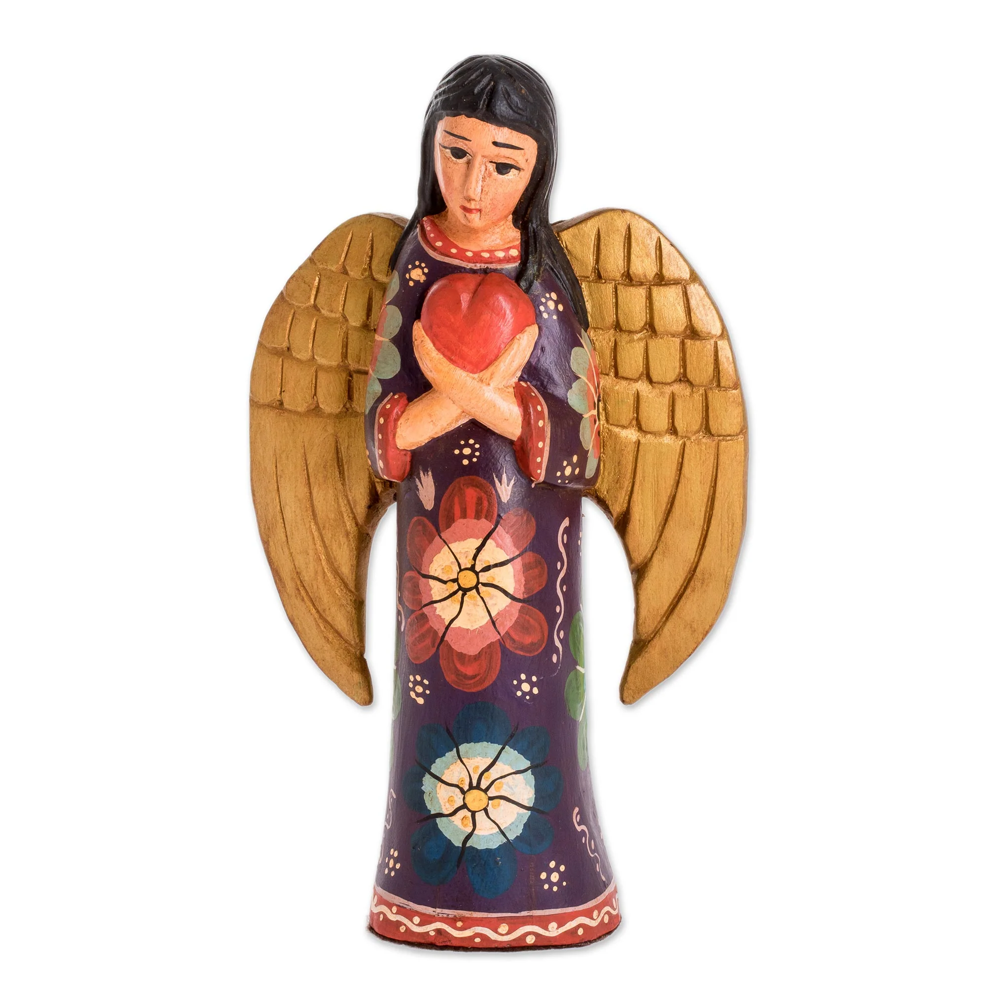 Comfort and Love Sculpture Floral Pinewood Sculpture of an Angel from Guatemala - Image 2