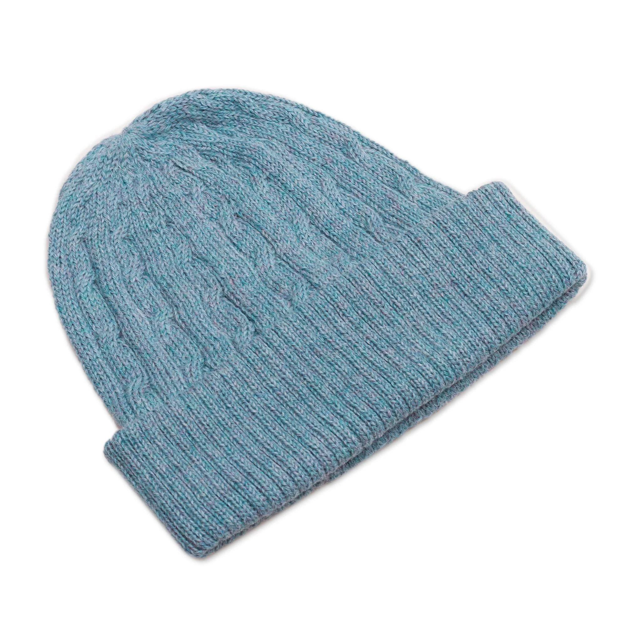 Comfy in Blue Robin's Egg Blue 100% Alpaca Soft Cable Knit Hat from Peru - Image 5