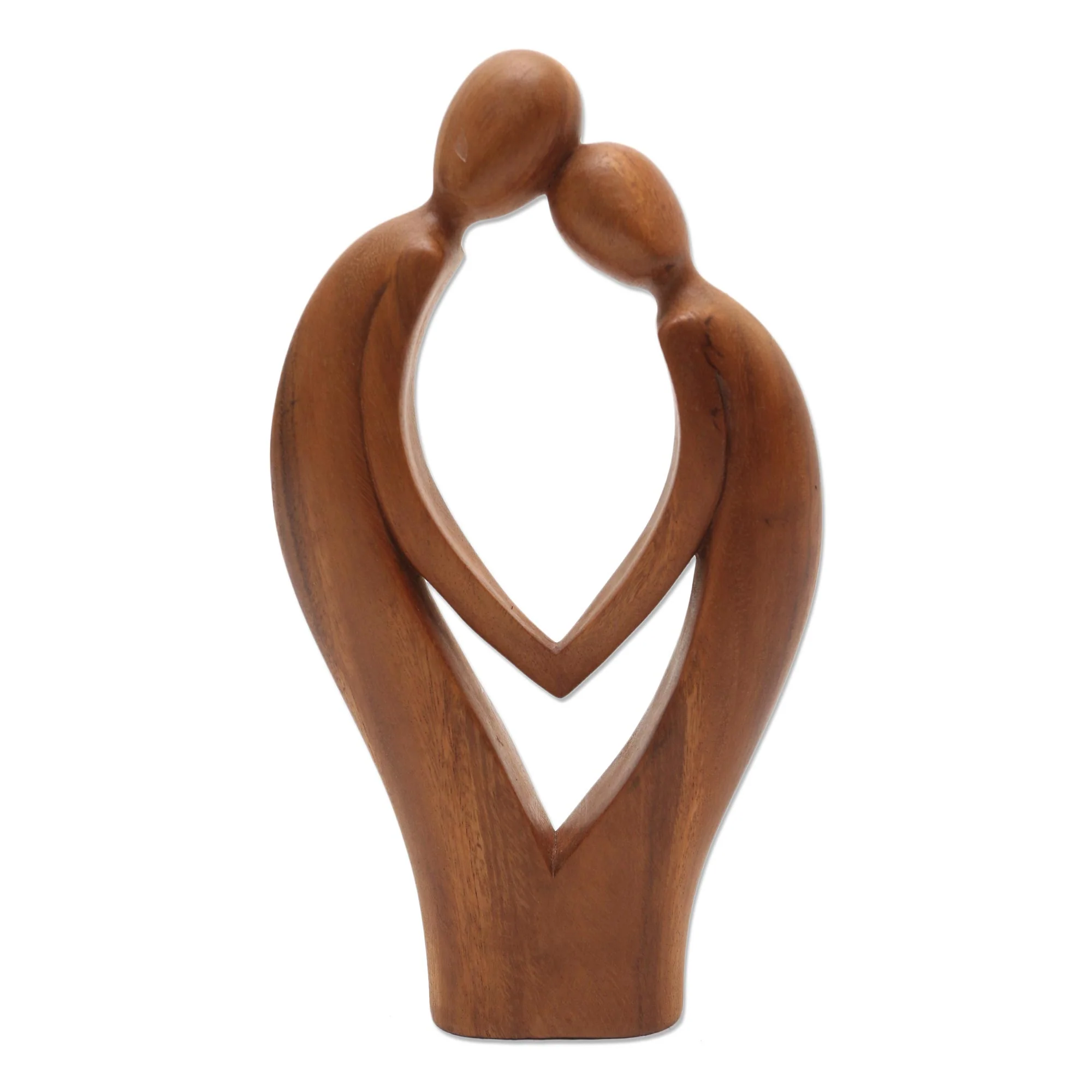 Commitment Hand Carved Suar Wood Couple Sculpture - Image 2