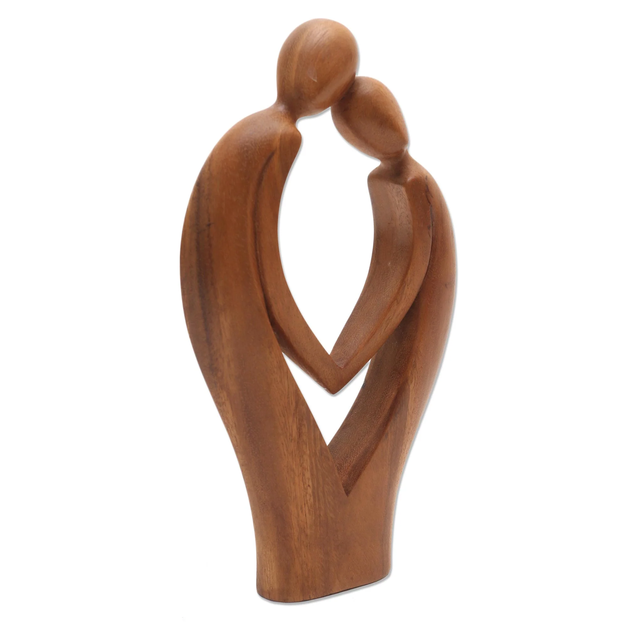 Commitment Hand Carved Suar Wood Couple Sculpture - Image 3
