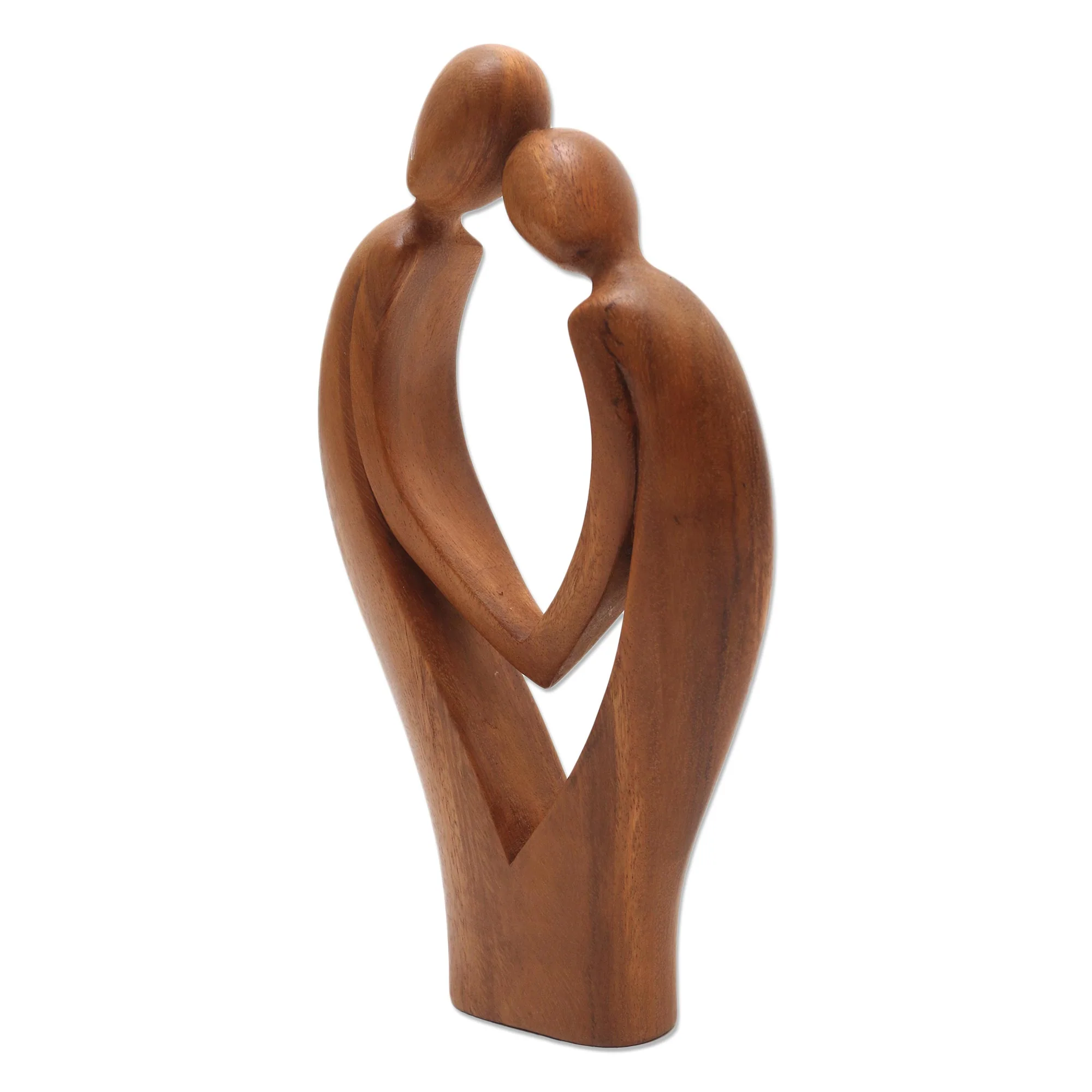 Commitment Hand Carved Suar Wood Couple Sculpture - Image 4