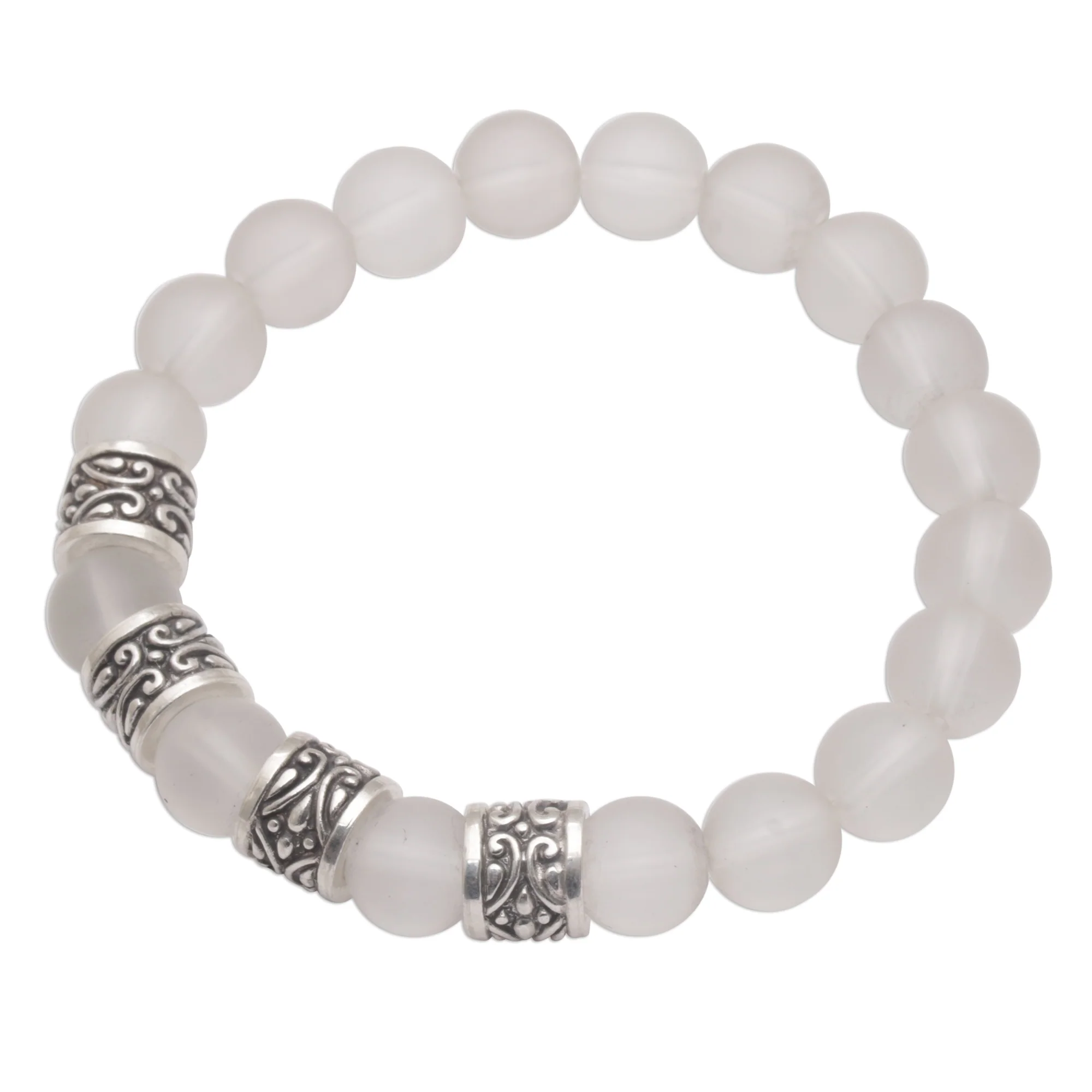 Complete Quartz with Sterling Silver Beaded Stretch Bracelet - Image 4