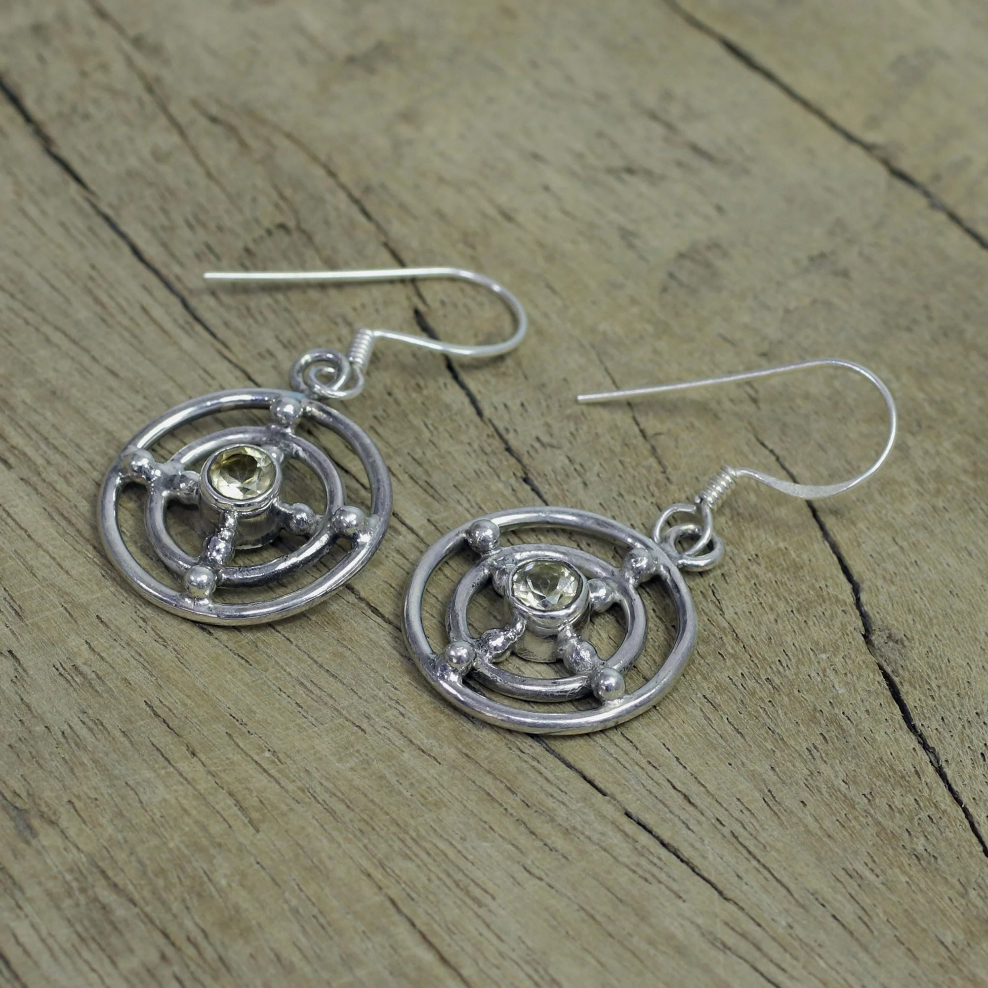 Concentric Galaxy Citrine dangle earrings - Image 3