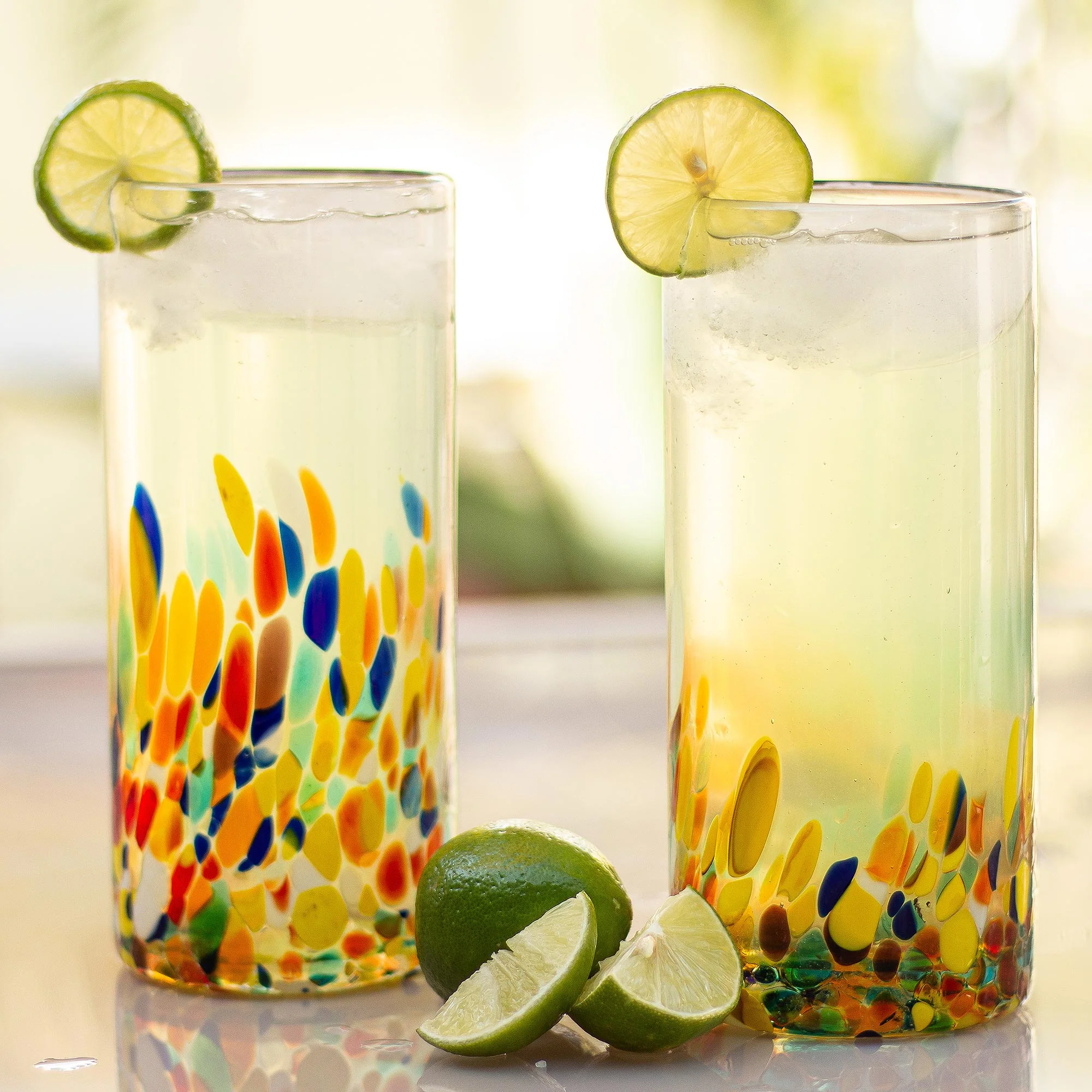 Confetti Colorful Handblown Glass Highball Cocktail (Set of 6) - Image 3