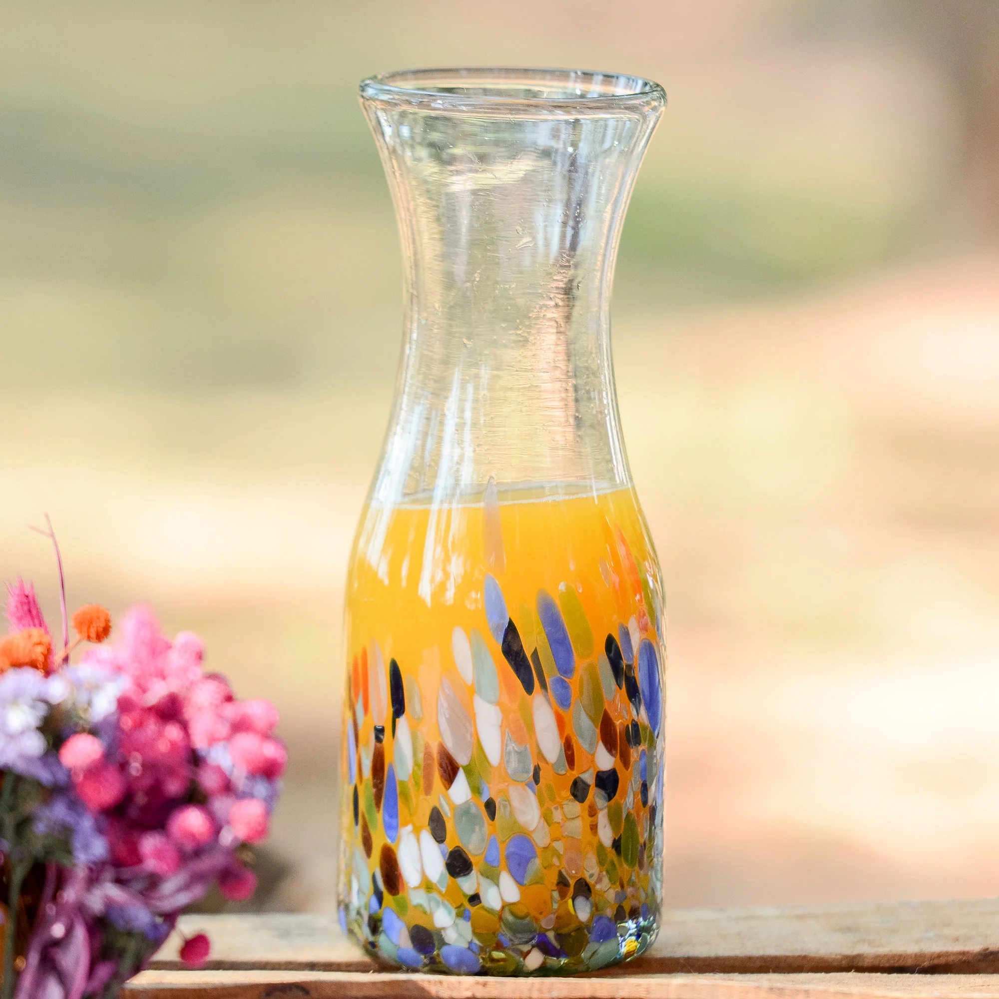 Confetti Festival Artisan Crafted Colorful Mexican Hand Blown Carafe (28 oz) - Image 3