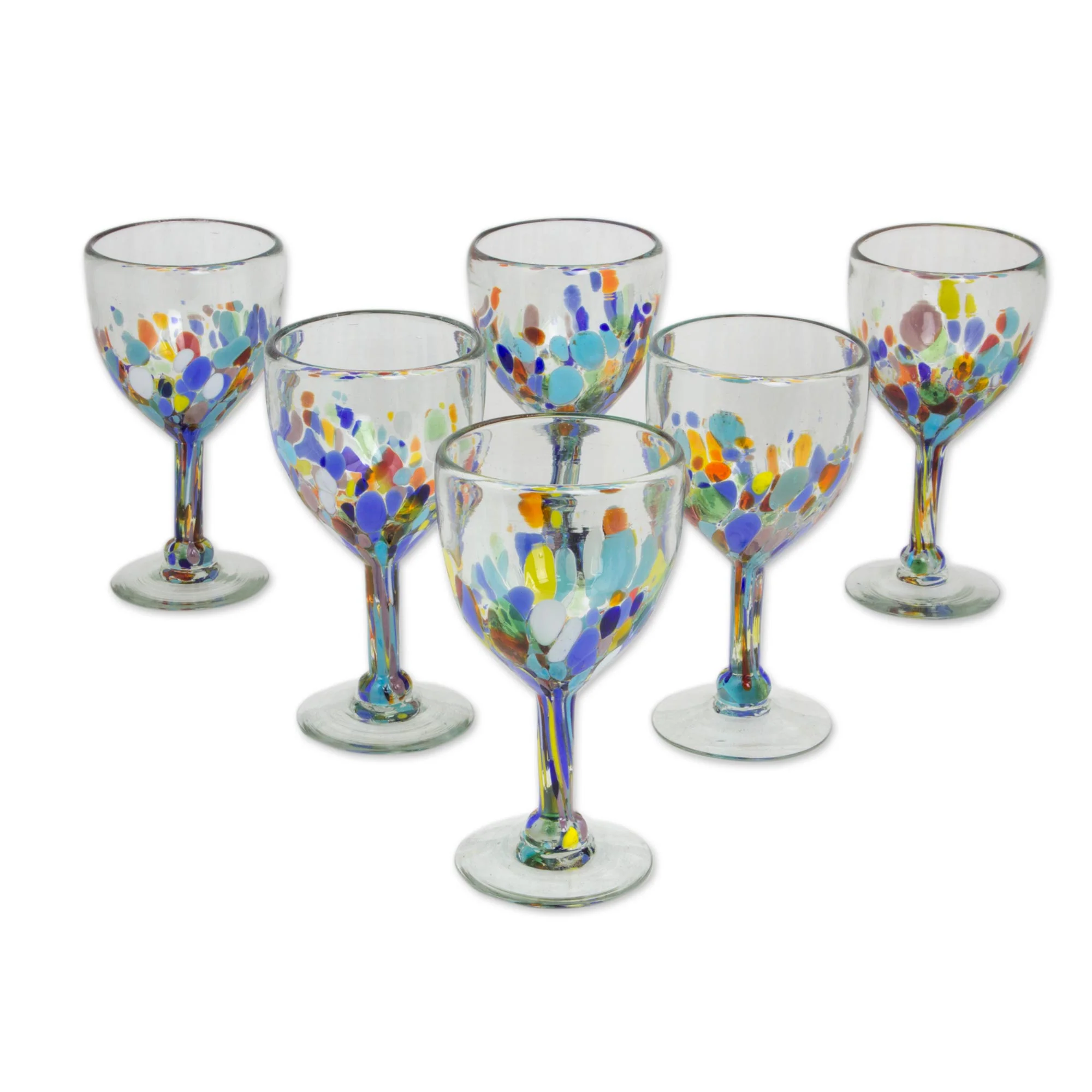 Confetti Festival Hand Blown Colorful 8 oz Wine Glasses (Set of 6) - Image 2