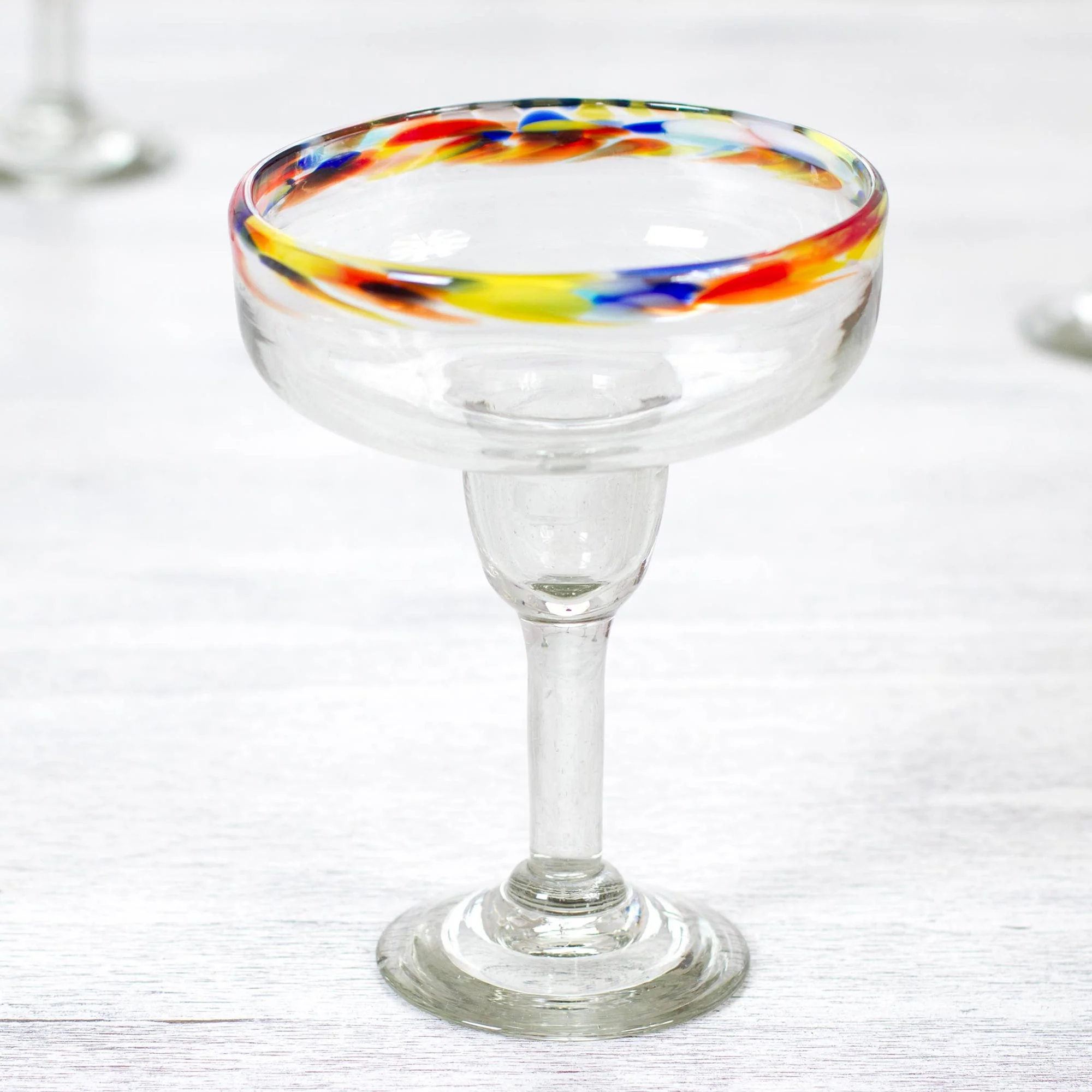 Confetti Path Set of 6 Artisan Crafted Blown Glass Margarita Glasses - Image 4