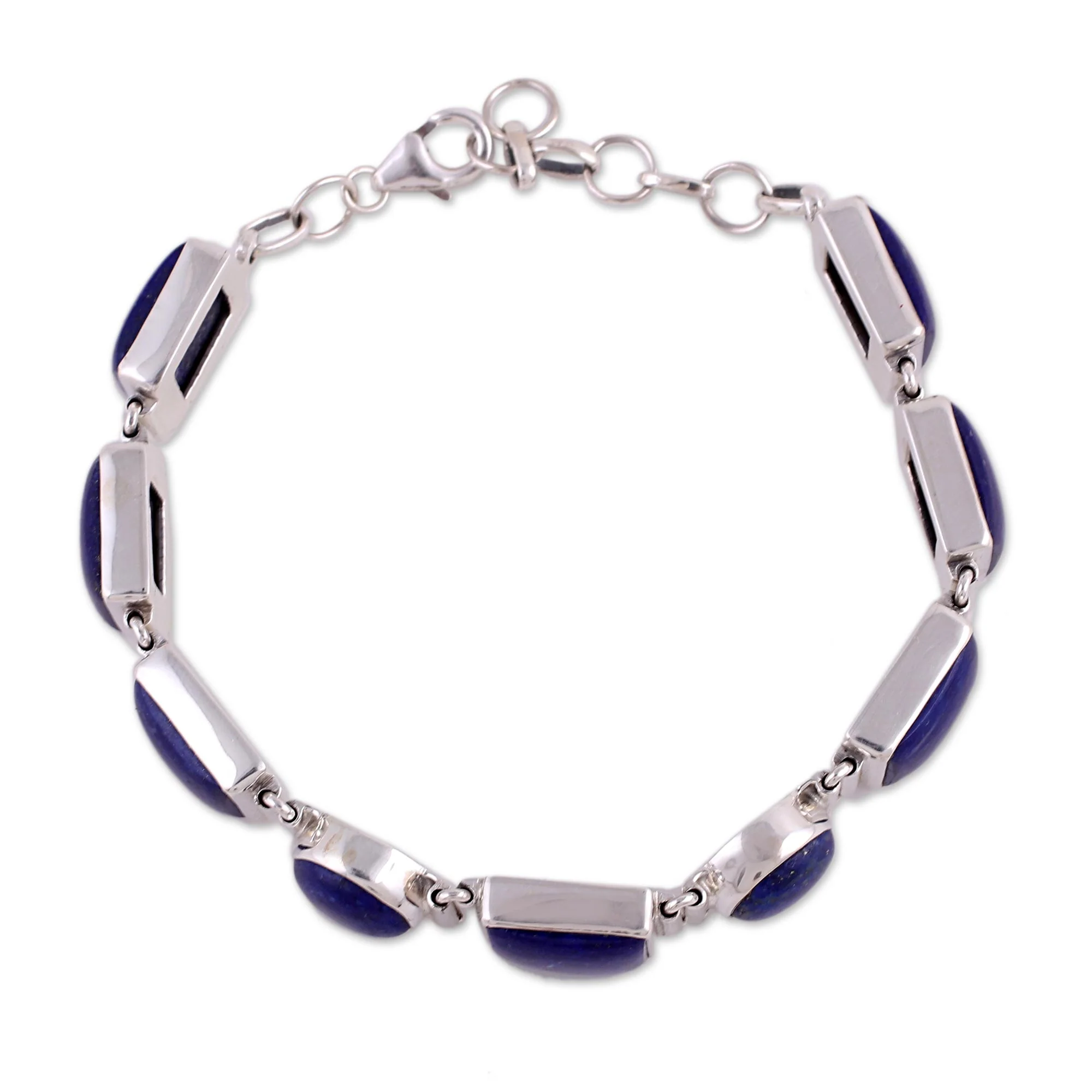 Connected Lapis Lazuli & Sterling Silver Link Bracelet - Image 4