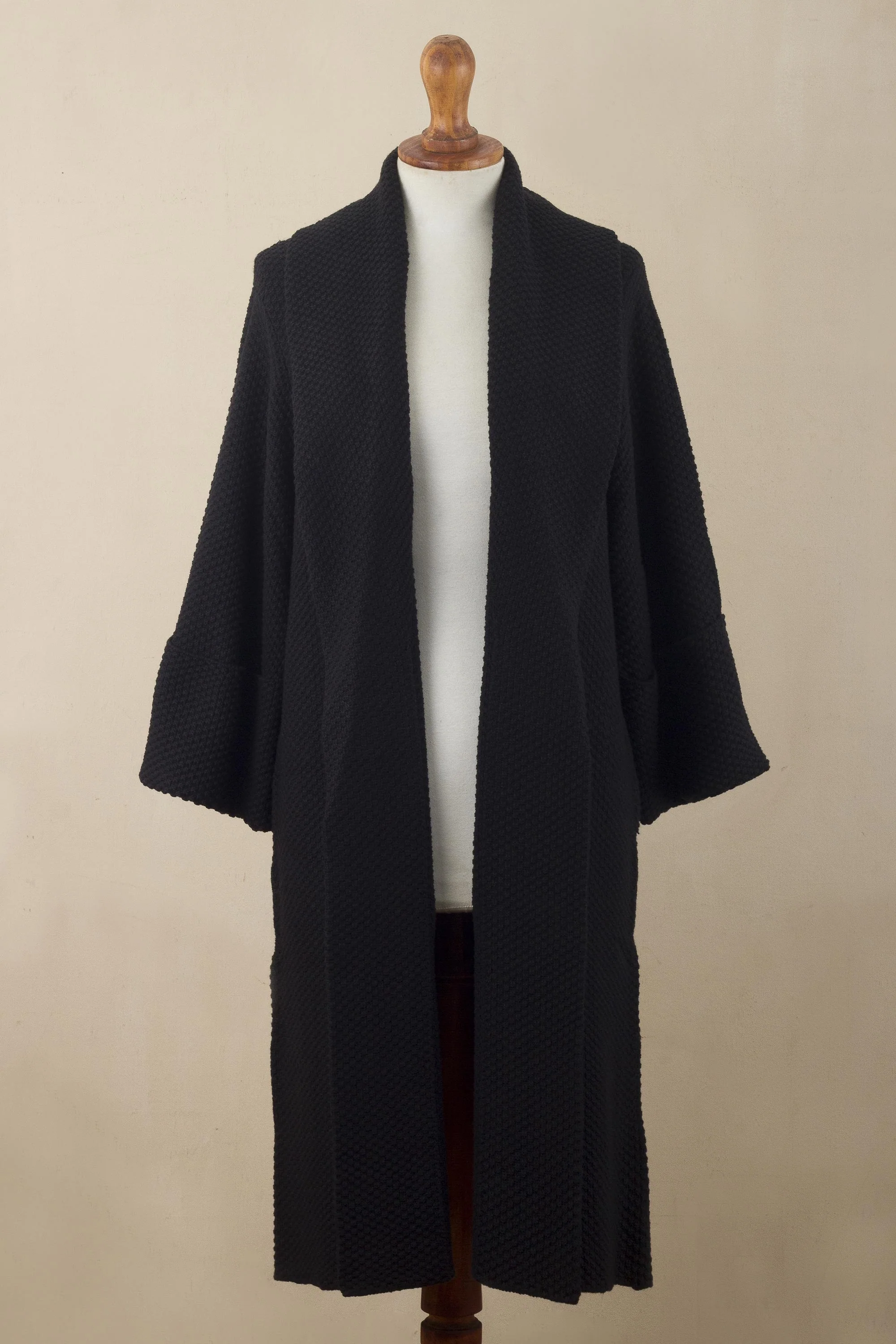 Constant Companion in Black Knit Black Sweater Coat with Belt - Image 5