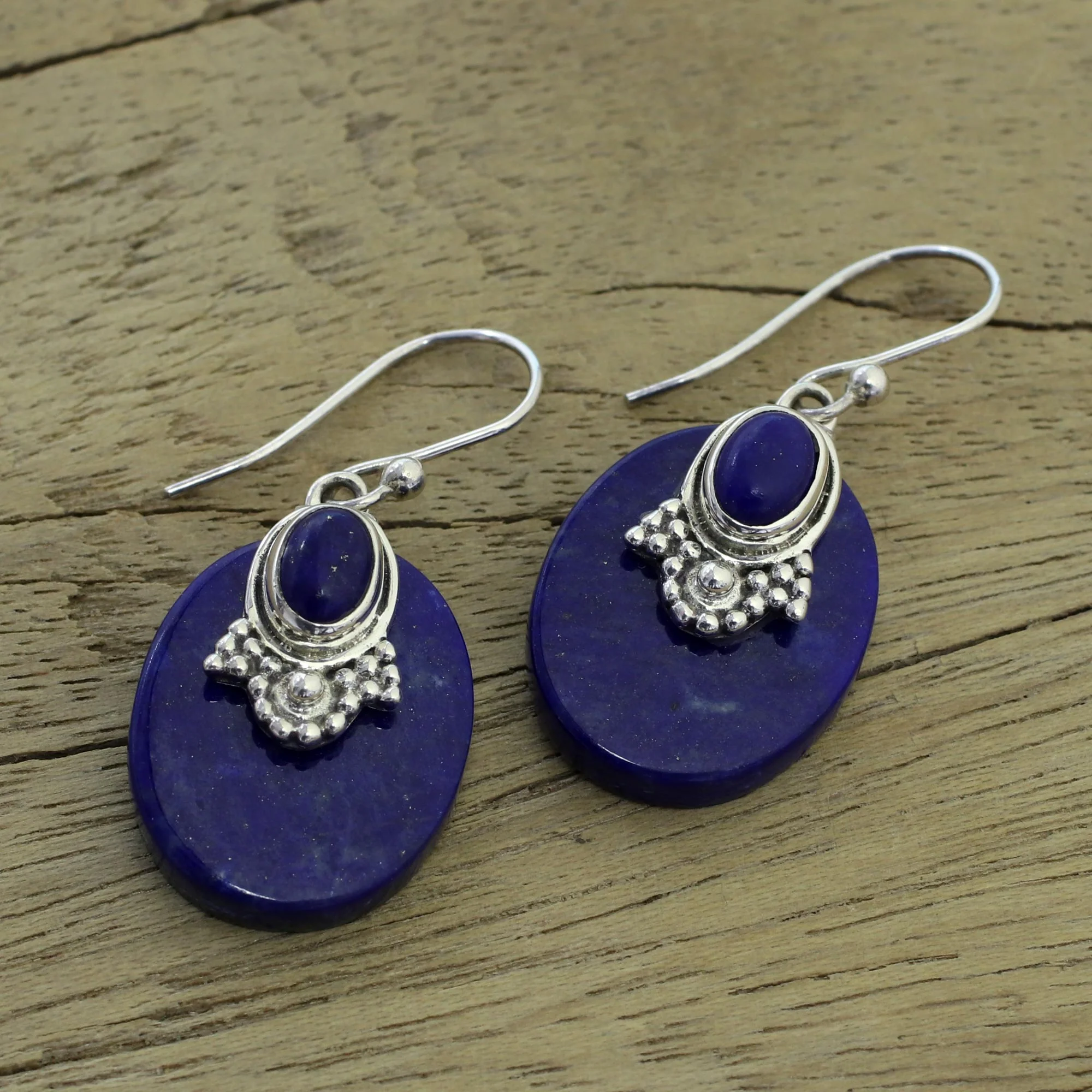 Constellations Artisan Jewelry Lapis Lazuli and Sterling Silver Earrings - Image 2