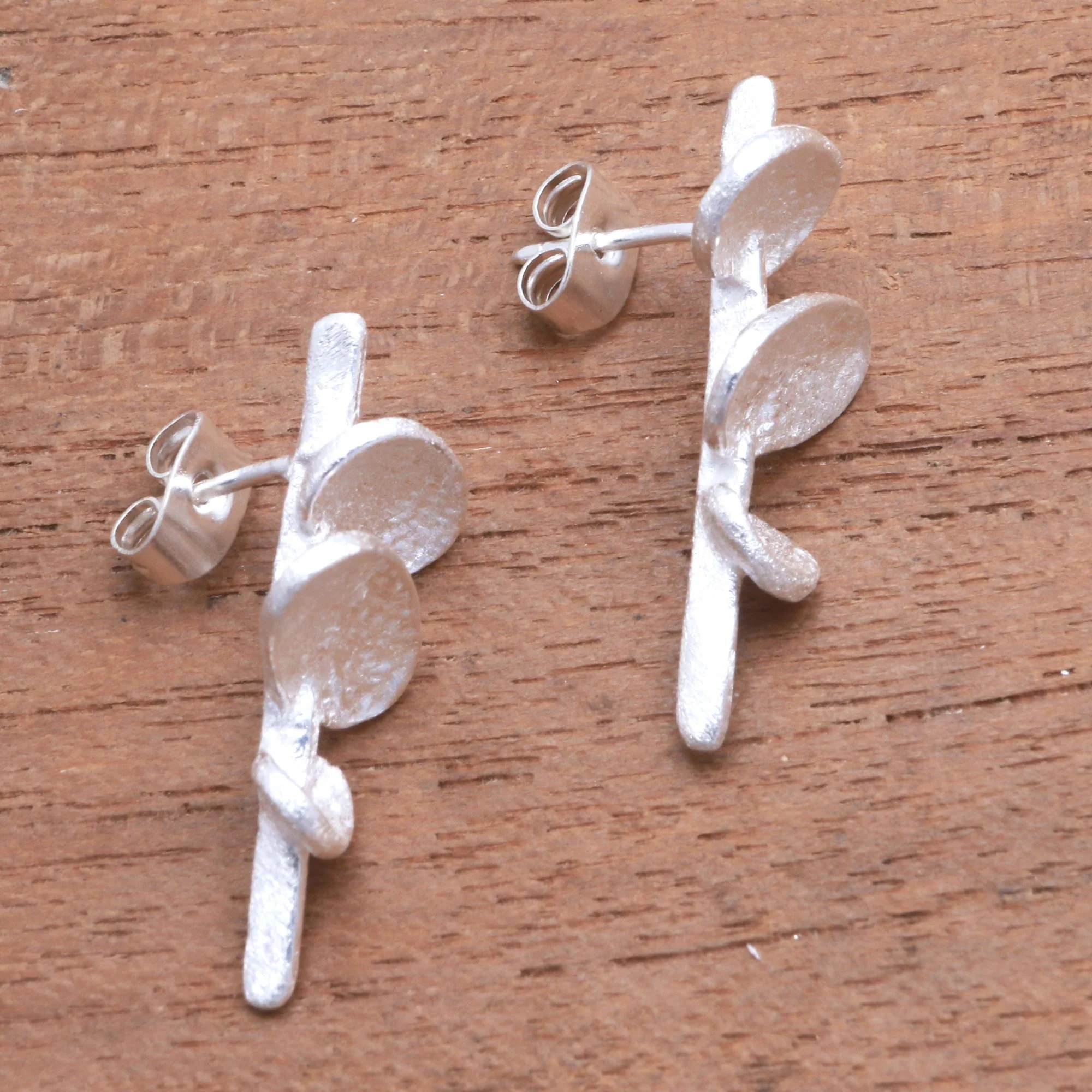 Contemporary Forms Abstract Modern Sterling Silver Drop Earrings from Bali - Image 3
