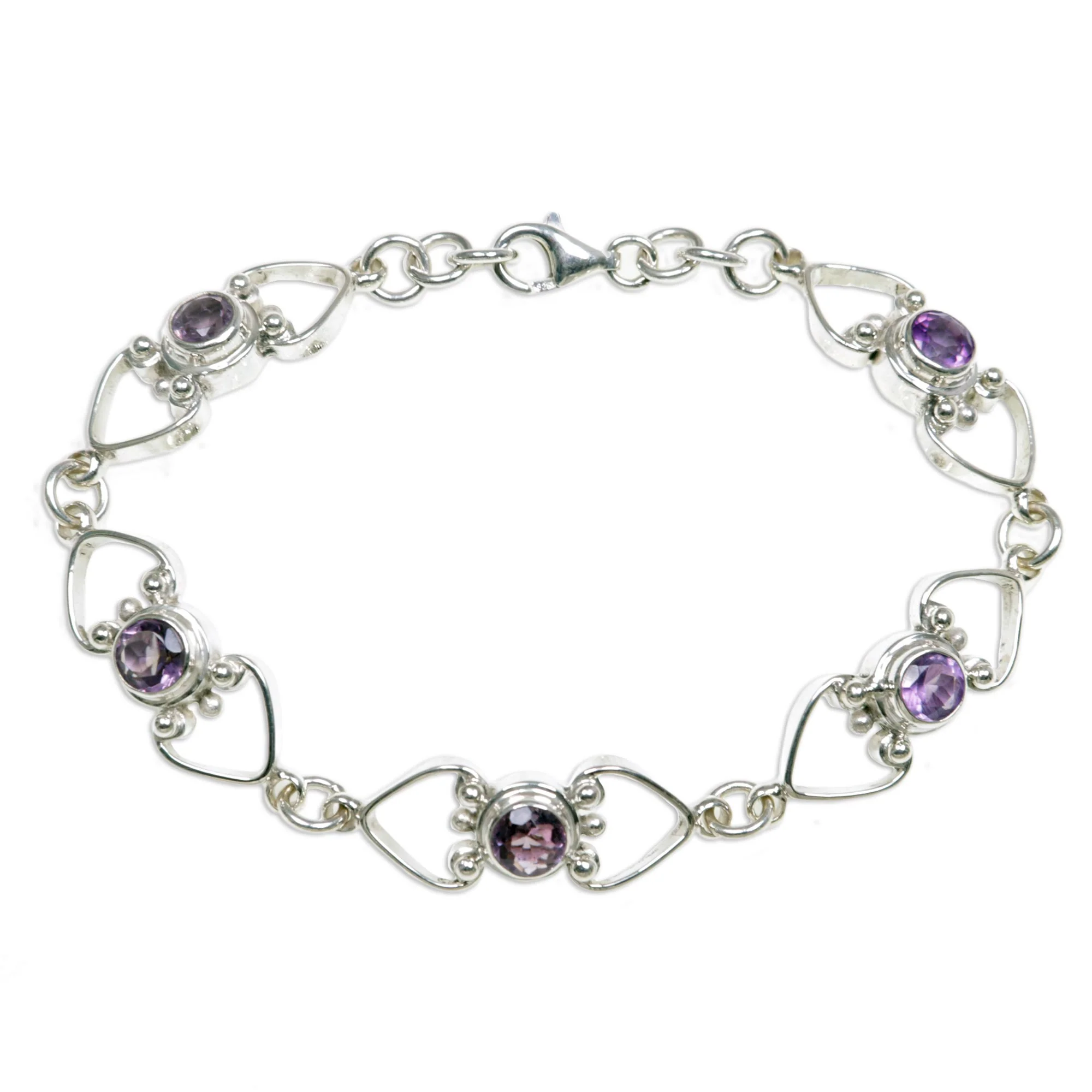 Contentment Amethyst Heart Link Bracelet - Image 2