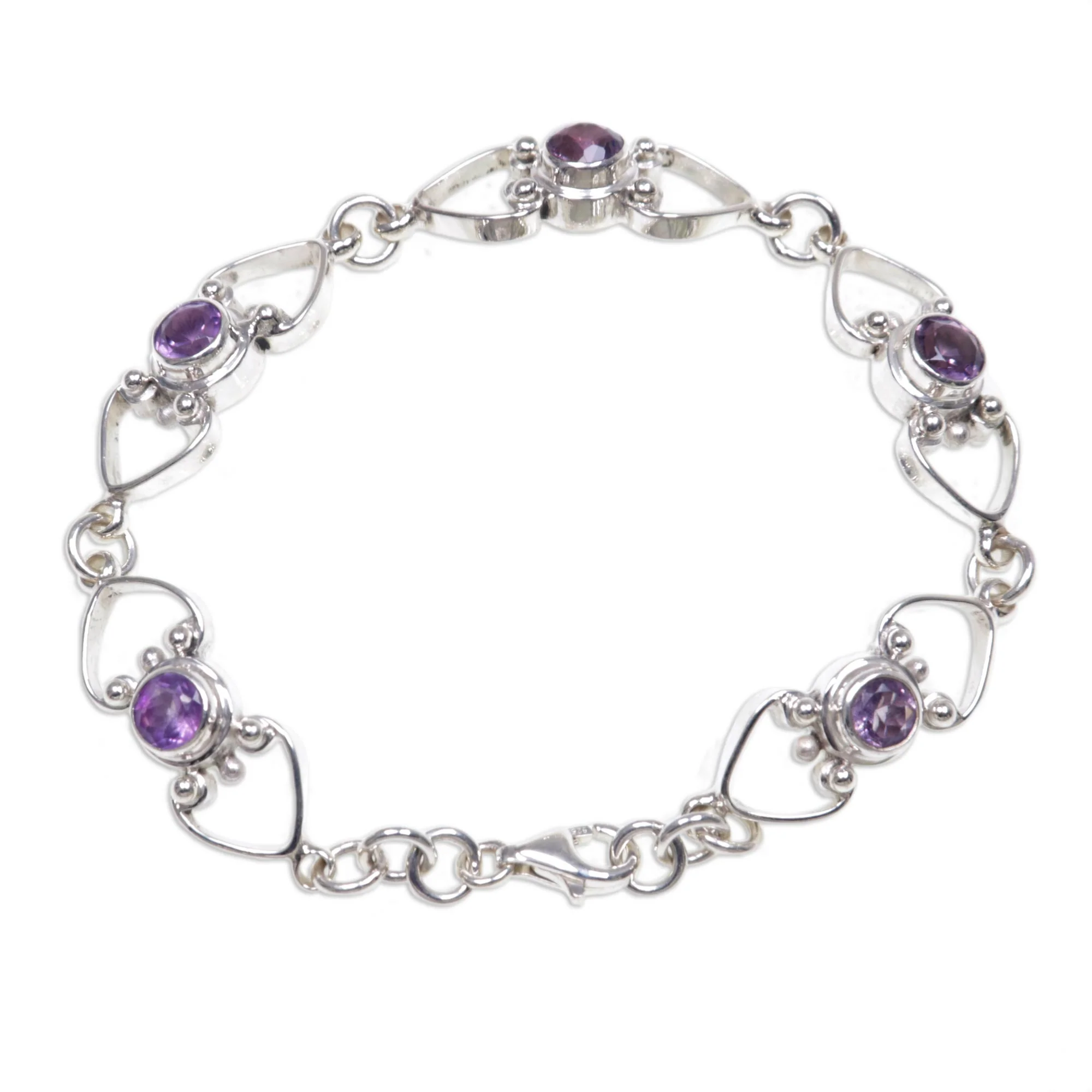 Contentment Amethyst Heart Link Bracelet - Image 3