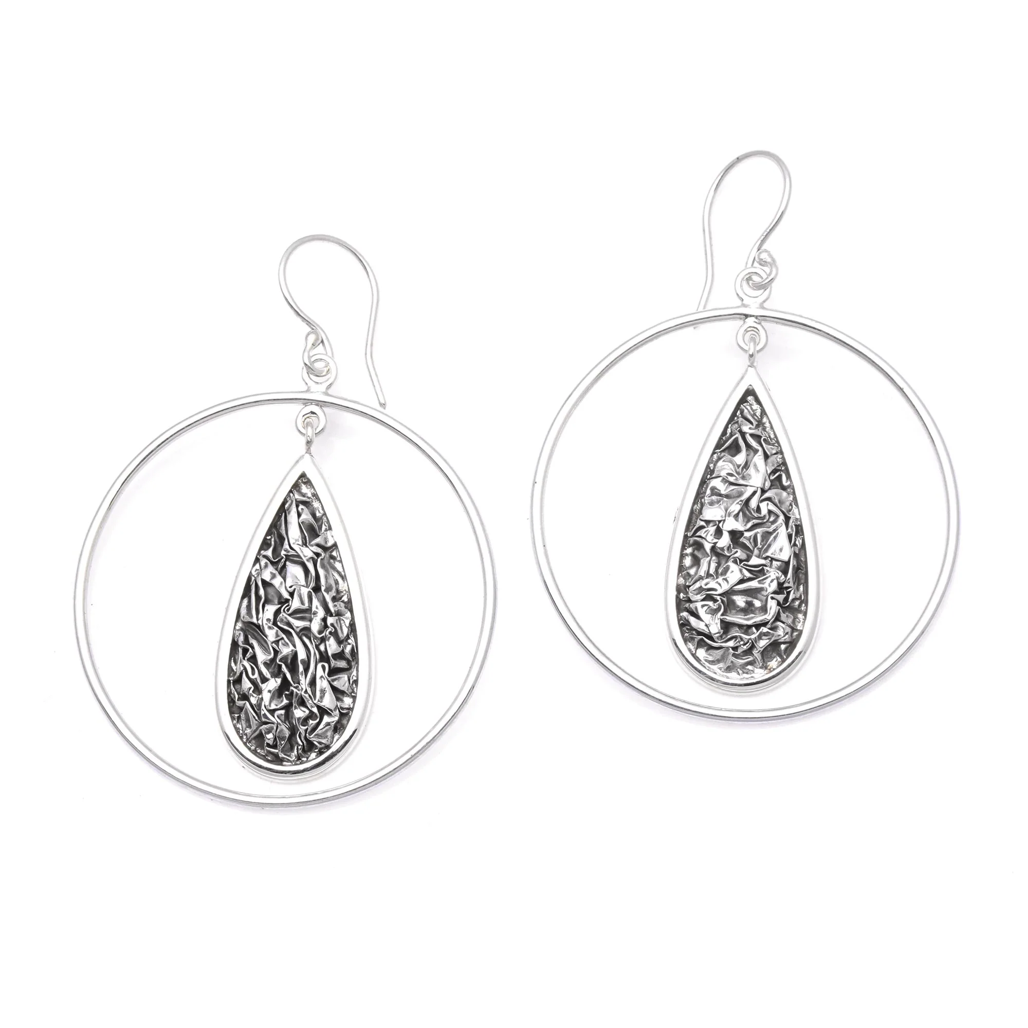 Contour Drops Drop-Shaped Contoured Sterling Silver Dangle Earrings - Image 2