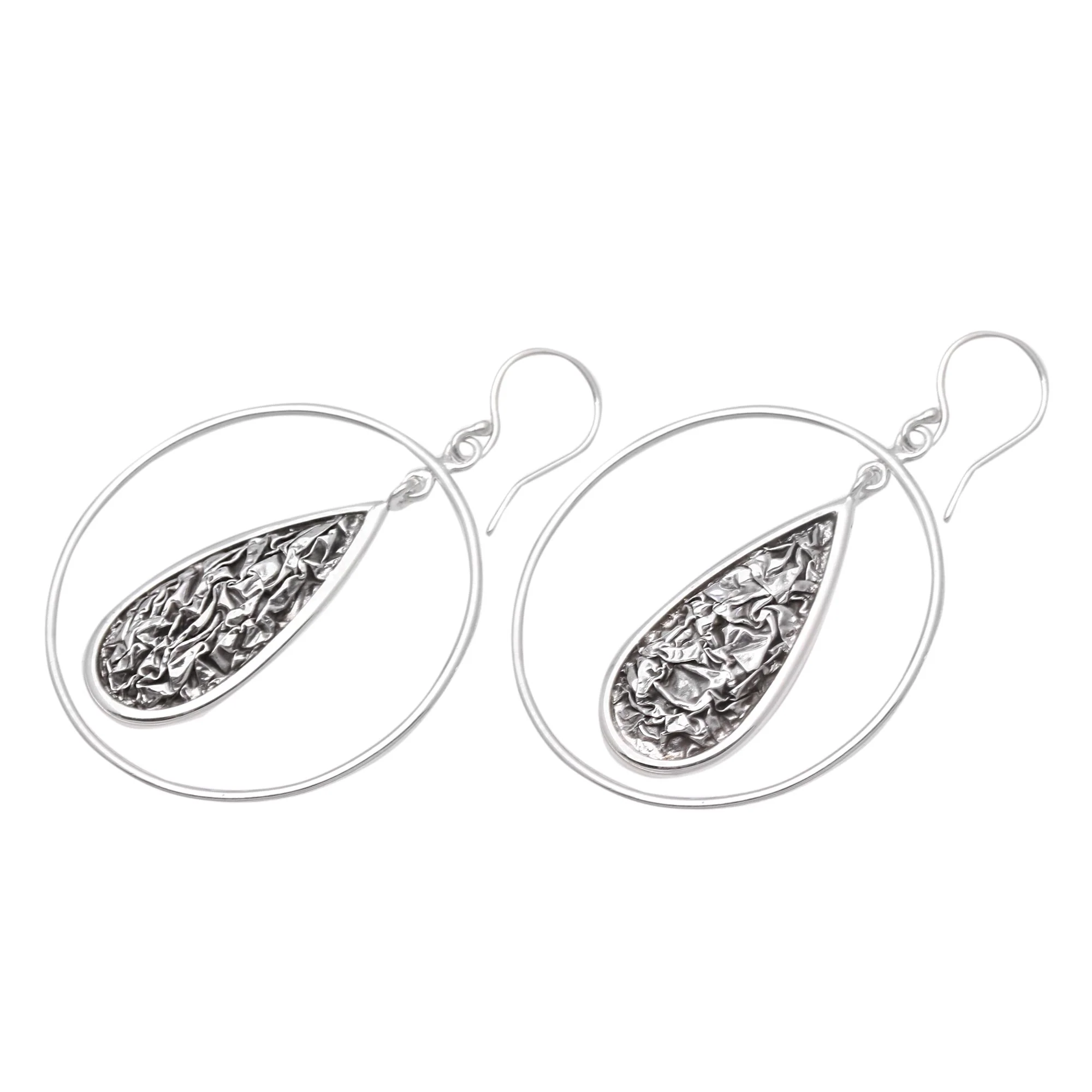Contour Drops Drop-Shaped Contoured Sterling Silver Dangle Earrings - Image 3